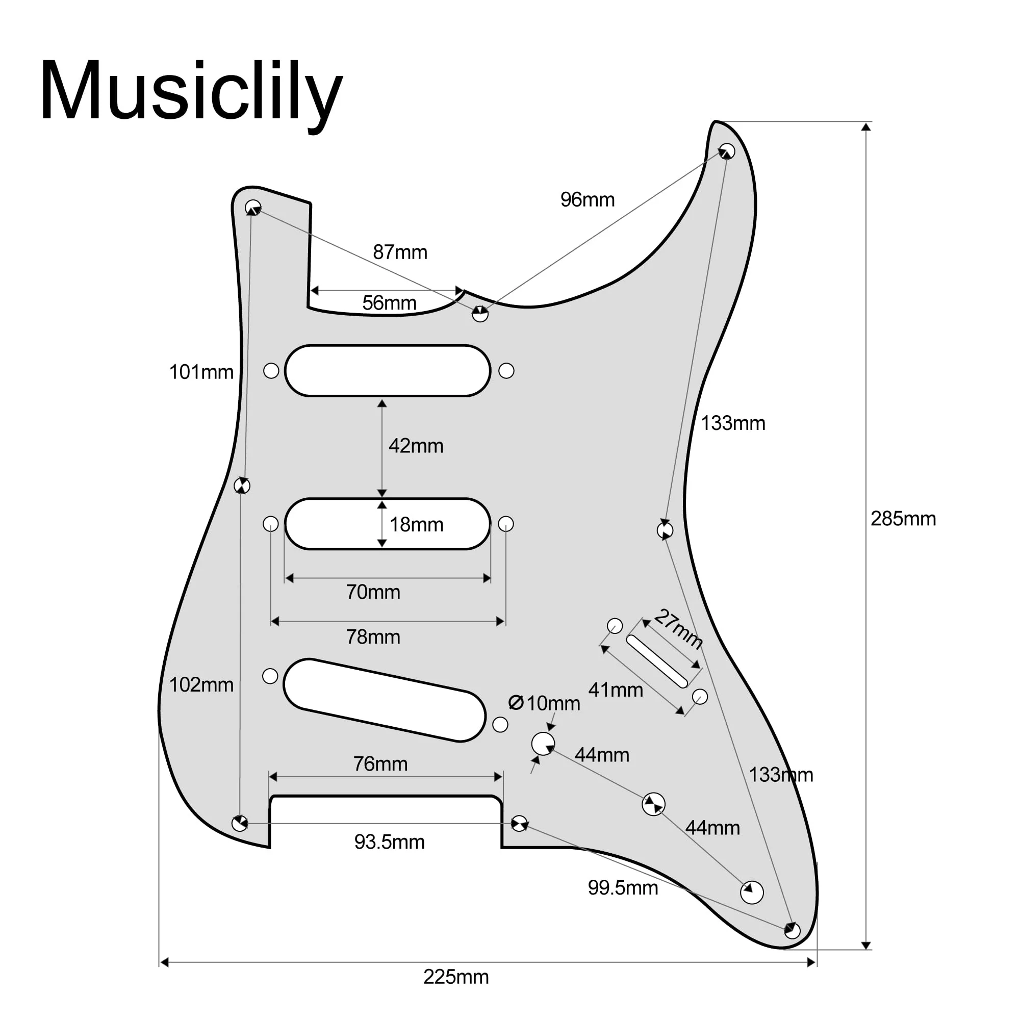 Musiclily Pro 8-Hole 50s 57 Vintage Style Strat SSS Guitar Pickguard for American Stratocaster, 4Ply Tortoise Shell - Image 2
