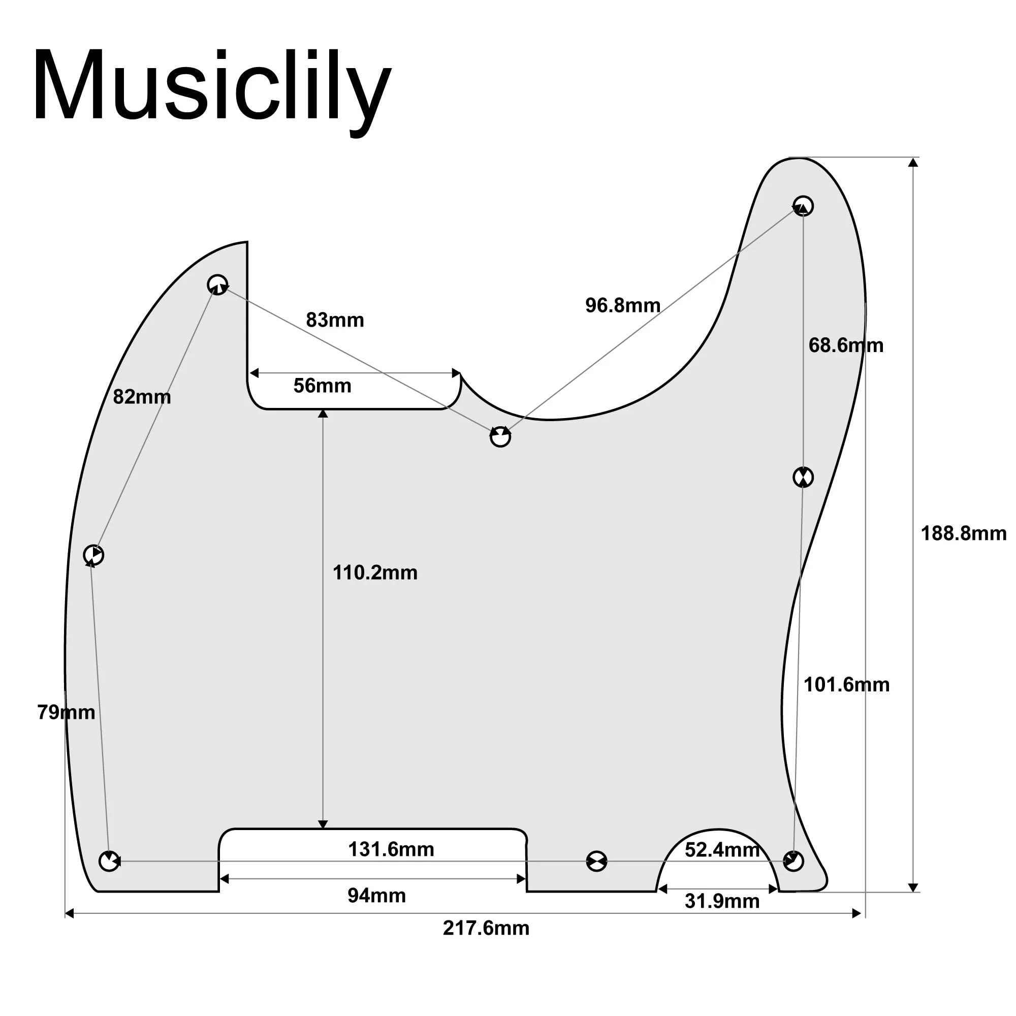 Musiclily Pro 8-Hole Guitar Pickguard for Squier Sonic Esquire H Electric Guitar, 4Ply Tortoise Shell - Image 2