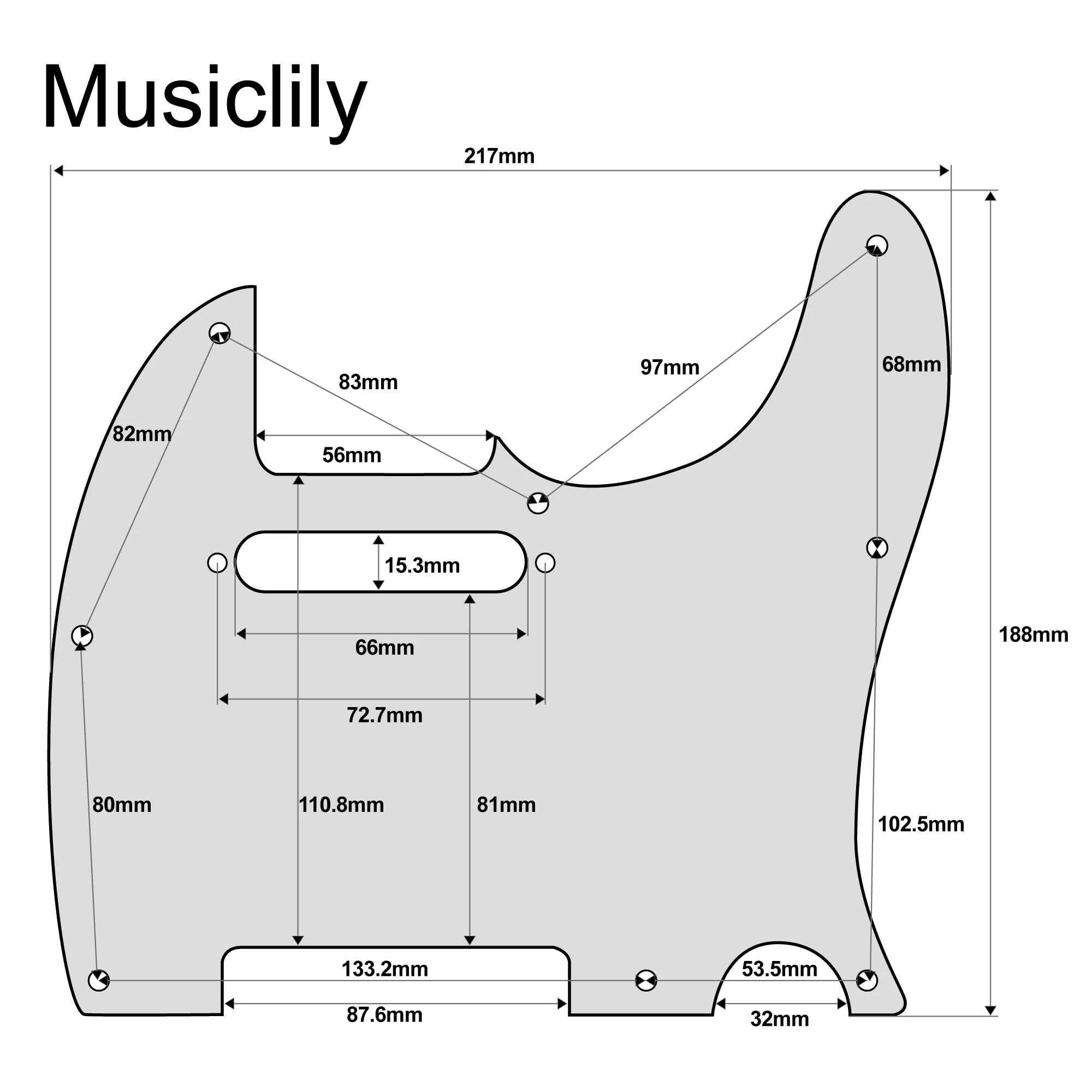 Musiclily Pro 8 Holes Anodized Aluminum Tele Pickguard TL Guitar Pickguard for American/Mexican Fender Standard Tele Style Electric Guitar, Gold - Image 2