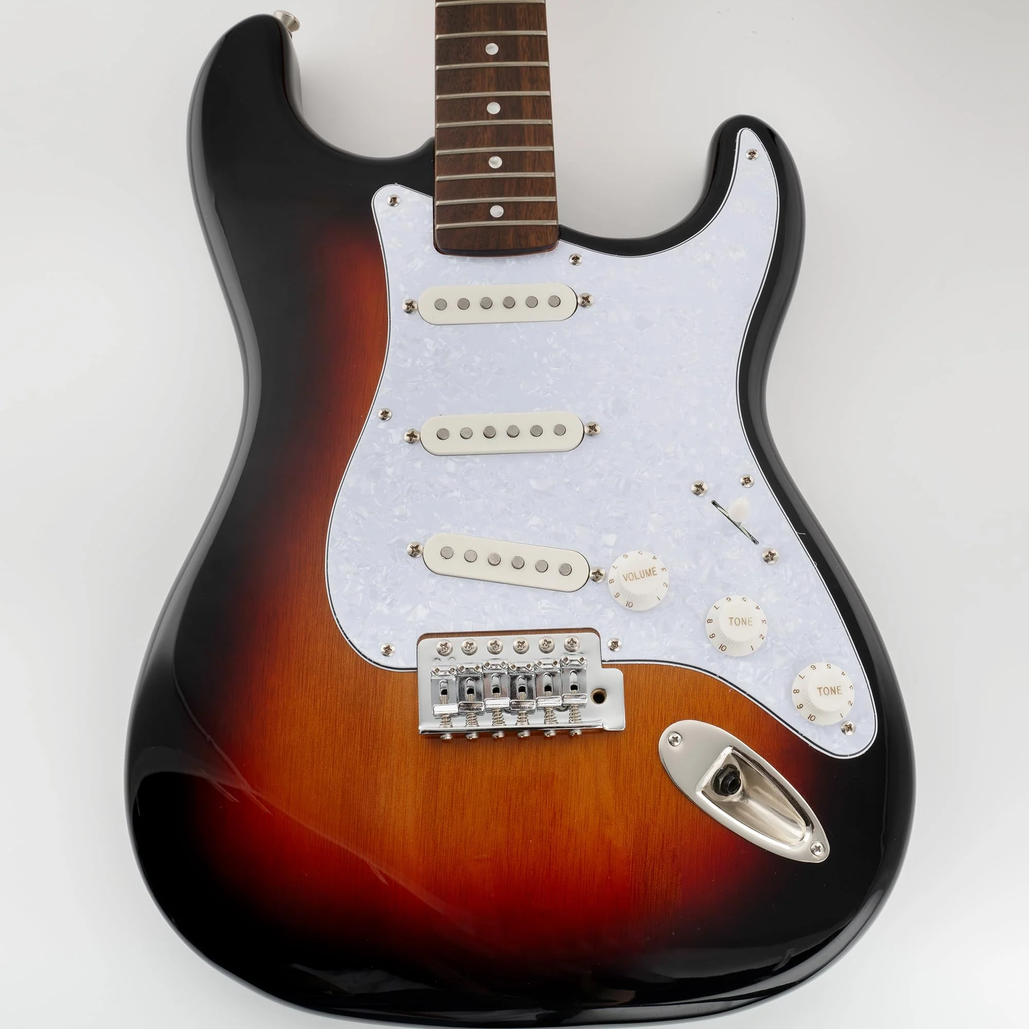 Musiclily Pro 8 Holes ST SSS Pickguard for 2008-2019 China Made Squier Classic Vibe SQ CV 50s Reissue Vintage Strat Style Electric Guitar, 4Ply White Pearl - Image 5
