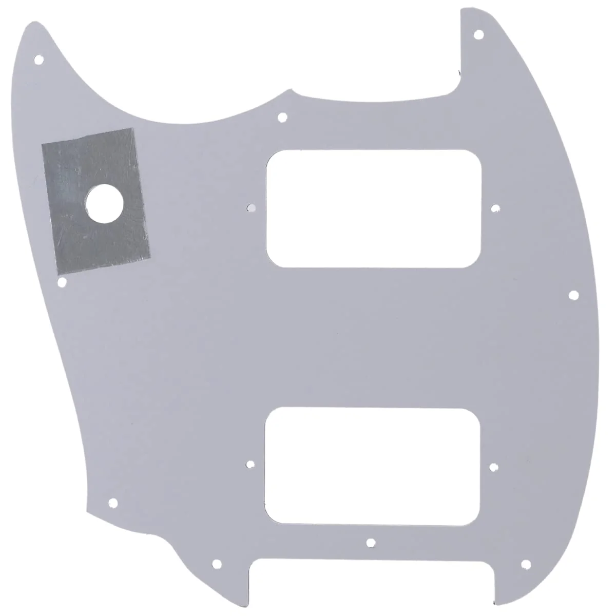 Musiclily Pro 9 Holes Round Corner HH Guitar Pickguard 2 Humbuckers for Squier Bullet Series Mustang Electric Guitar, 4Ply White Pearl - Image 3