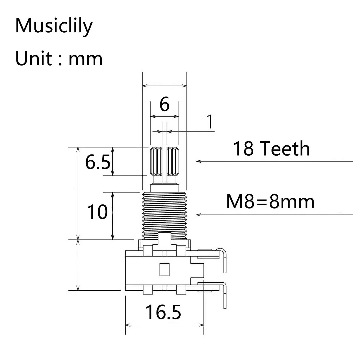 Musiclily Pro Aluminium Mini Metric Sized Blend Pots MN500K Dual Balance Potentiometers with Center Detent for Guitar (Set of 2) - Image 2