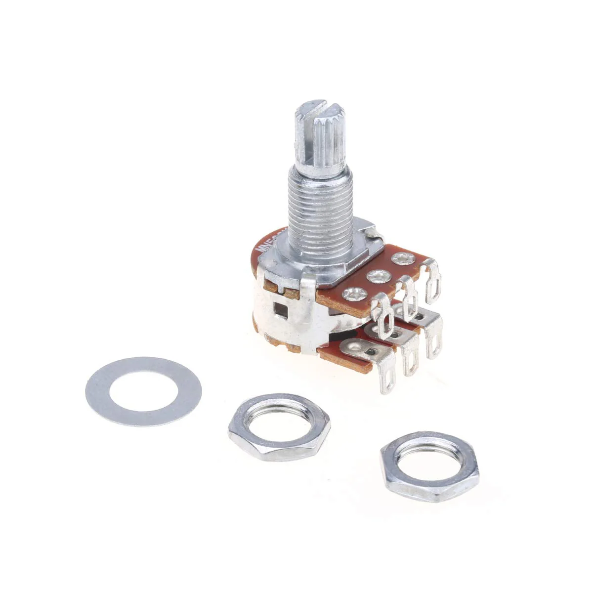 Musiclily Pro Aluminium Mini Metric Sized Blend Pots MN500K Dual Balance Potentiometers with Center Detent for Guitar (Set of 2) - Image 3