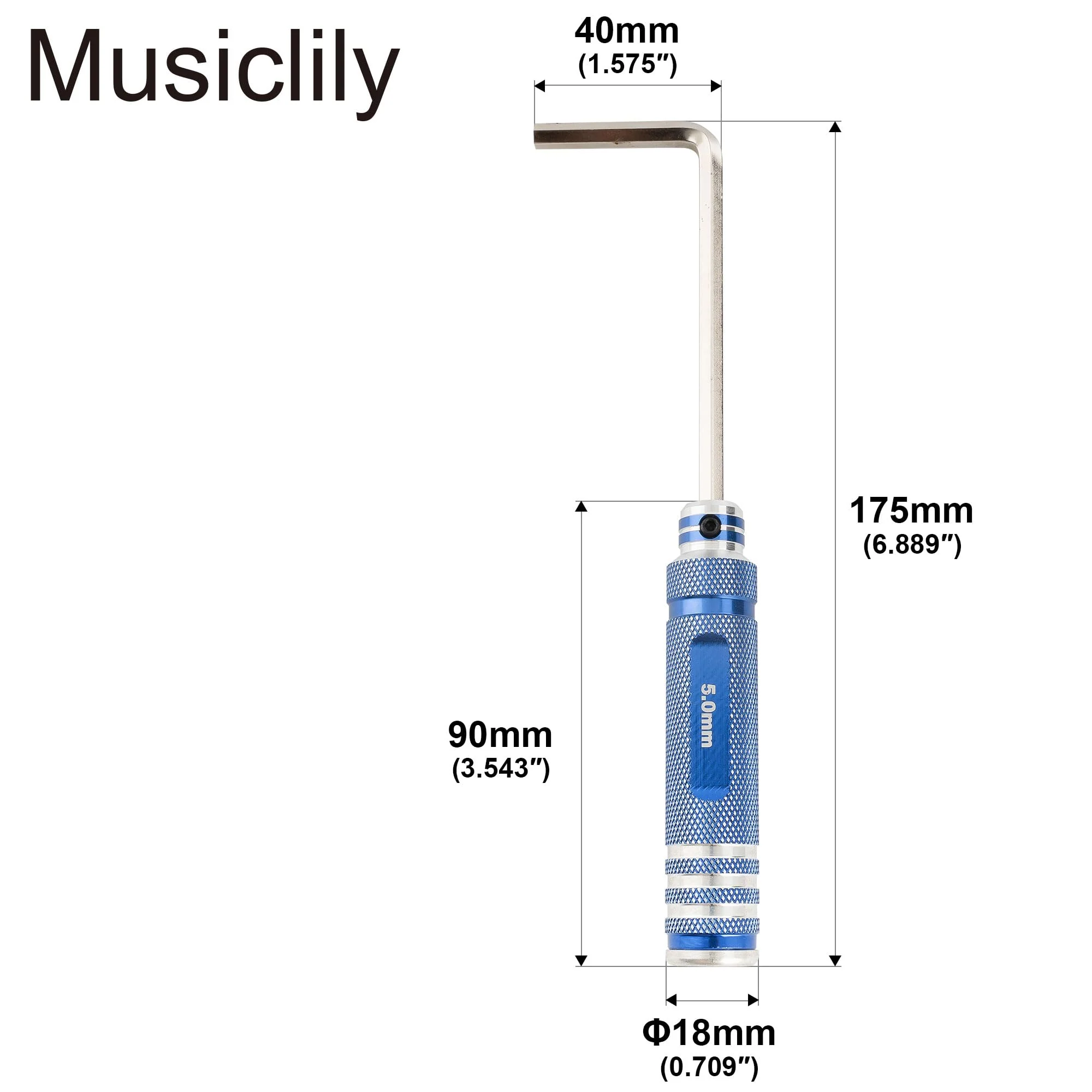 Musiclily Pro Hardened Steel 5Pcs Allen Keys Hex Wrenches Set for Guitar Bass Truss Rod Adjustment Full Set - Image 3