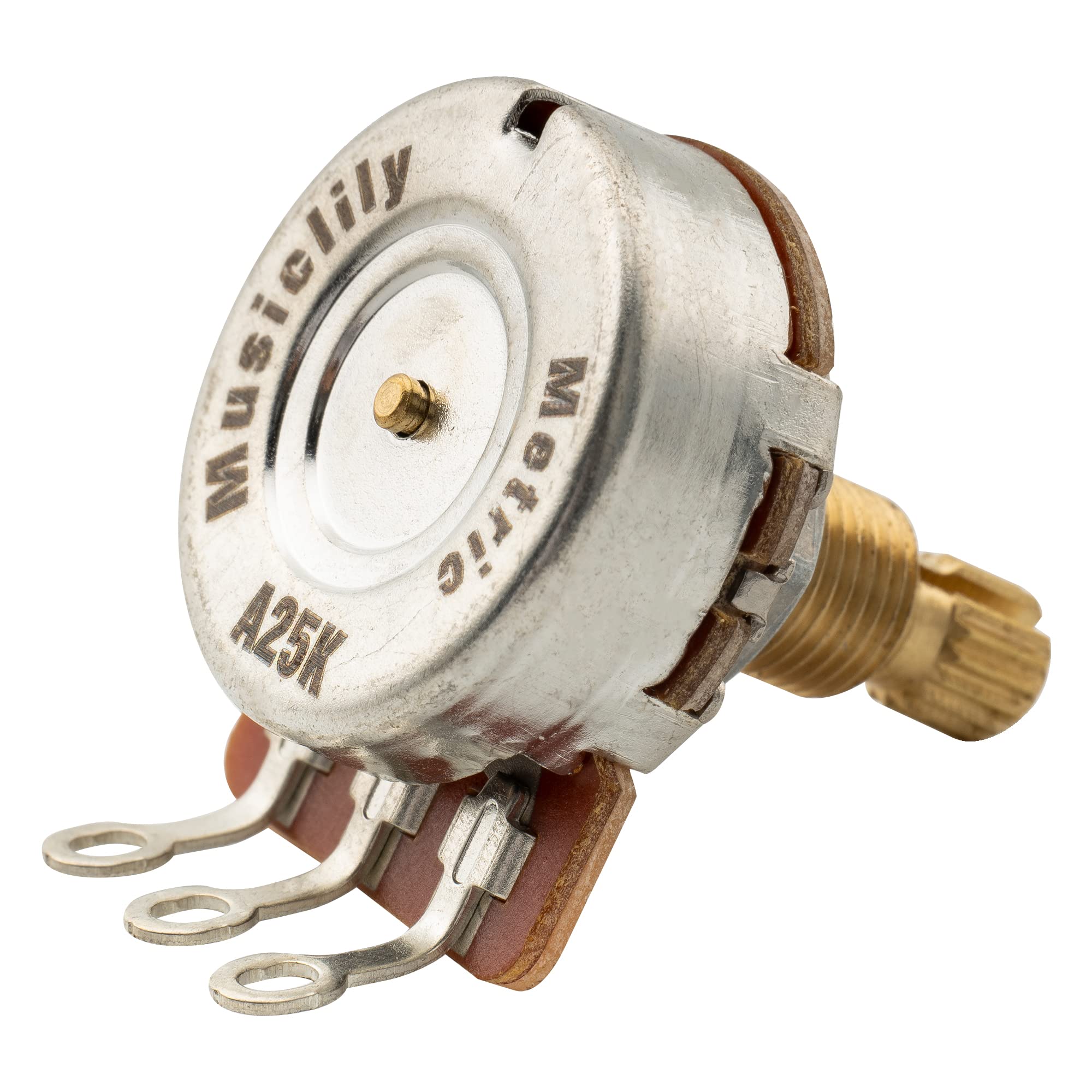 Musiclily Pro HD A25K Pots Brass Metric Split Standard Shaft 9.5mm Audio Taper Potentiometers for Active Pickups Electric Guitar Bass (Set of 10) A25K 9.5mm - Image 4