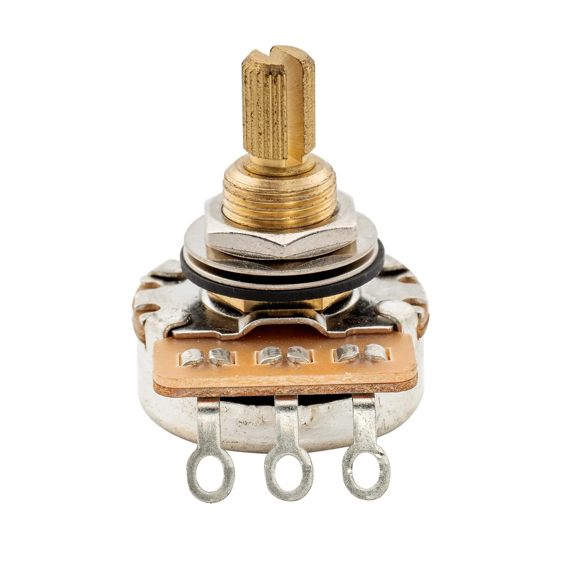 Musiclily Pro HD A25K Pots Brass Standard Split Shaft 3/8 Inch Audio Taper Potentiometers for Active Pickups Electric Guitar Bass (Set of 10) A25K 3/8 inch - Image 6