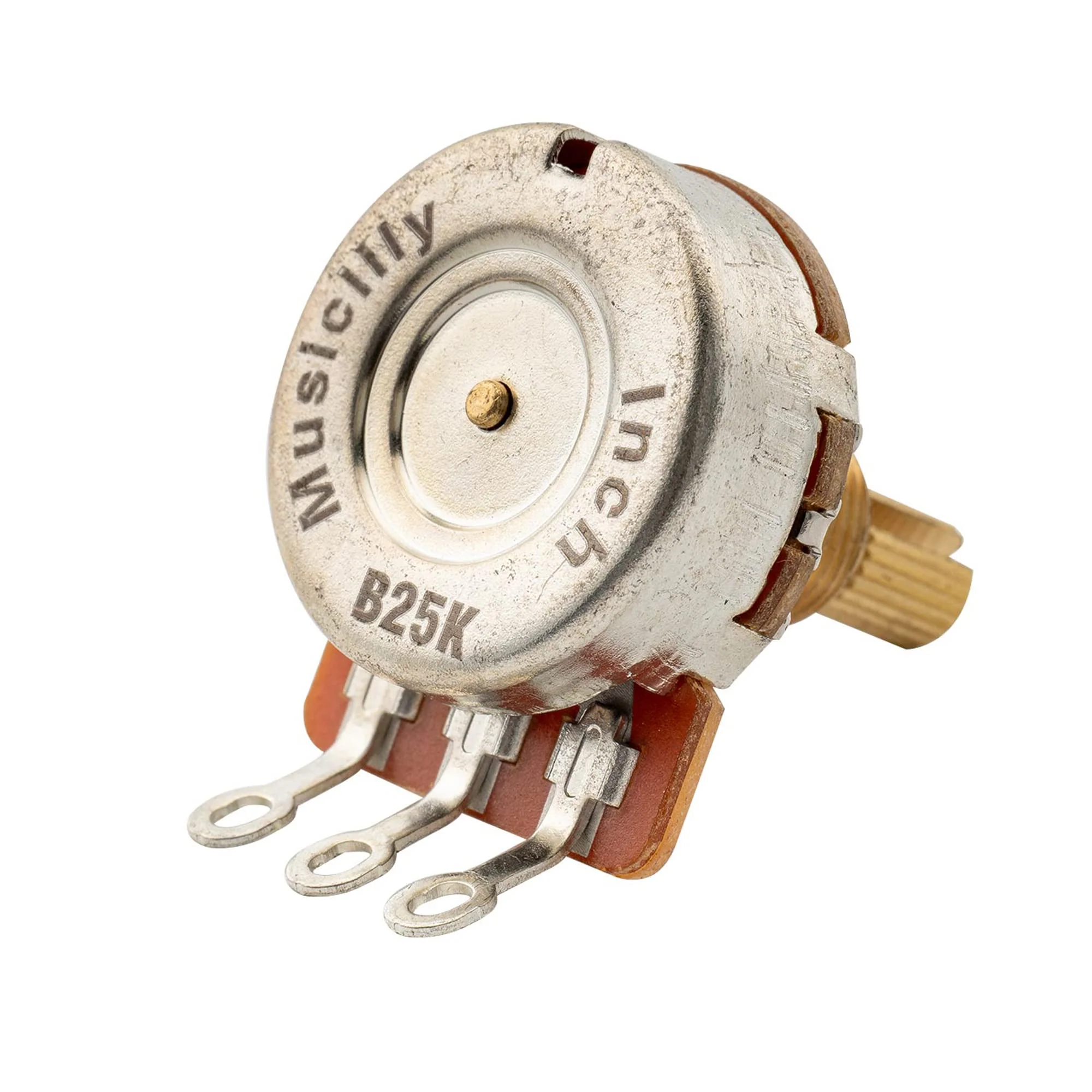 Musiclily Pro HD B25K Pots Brass Standard Split Shaft 3/8 Inch Linear Taper Potentiometers for Active Pickups Electric Guitar Bass (Set of 10) B25K 3/8 inch - Image 4