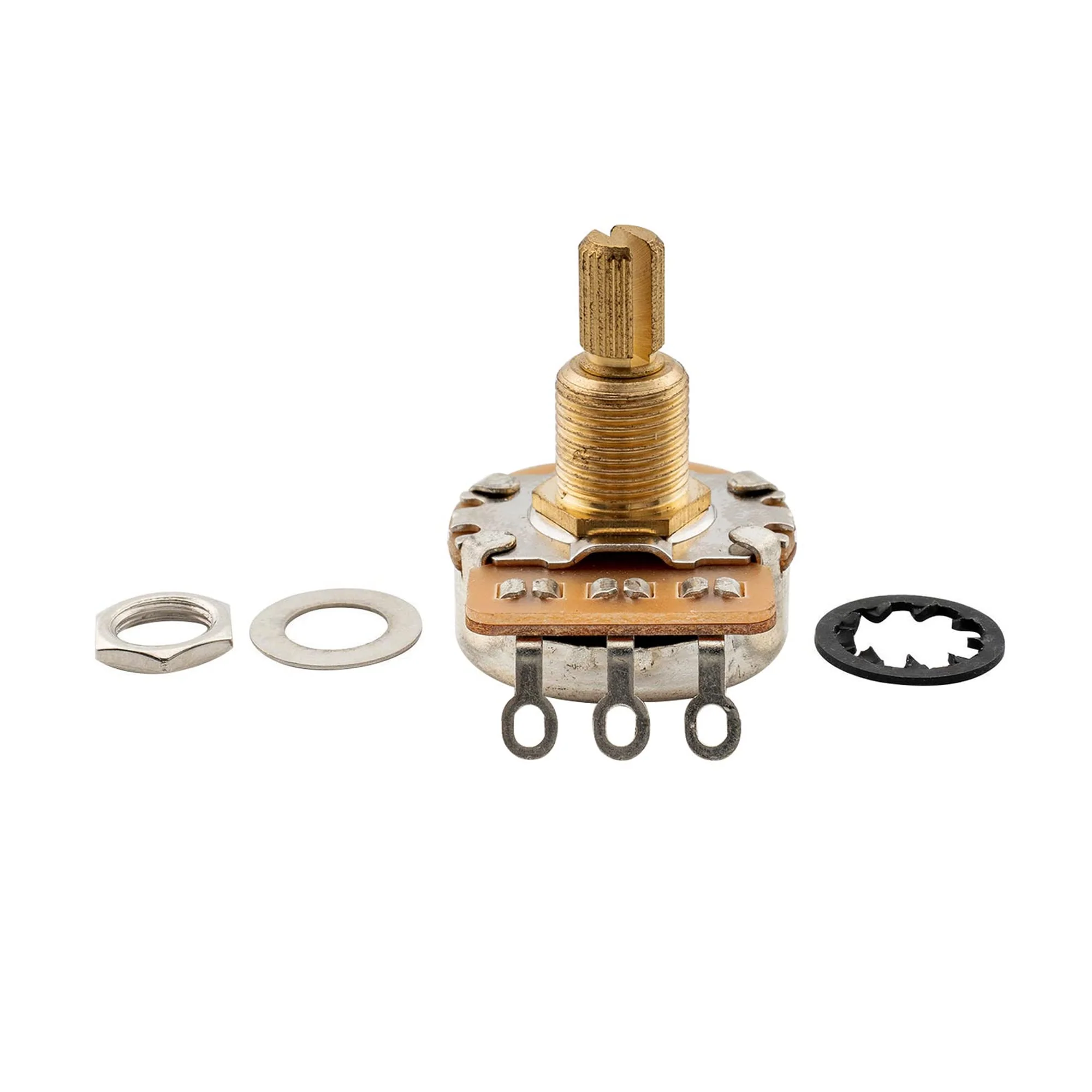 Musiclily Pro HD B25K Pots Brass Standard Split Shaft 3/8 Inch Linear Taper Potentiometers for Active Pickups Electric Guitar Bass (Set of 10) B25K 3/8 inch - Image 5