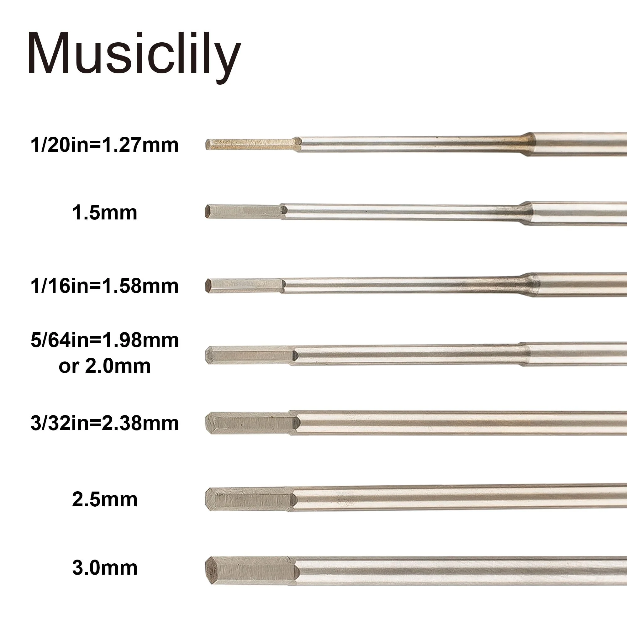Musiclily Pro High Speed Steel 7Pcs Hex Screwdrivers Hex Keys Wrenches Set for Guitar Bass Bridge Saddles or Knobs Adjustment Full Set - Image 2