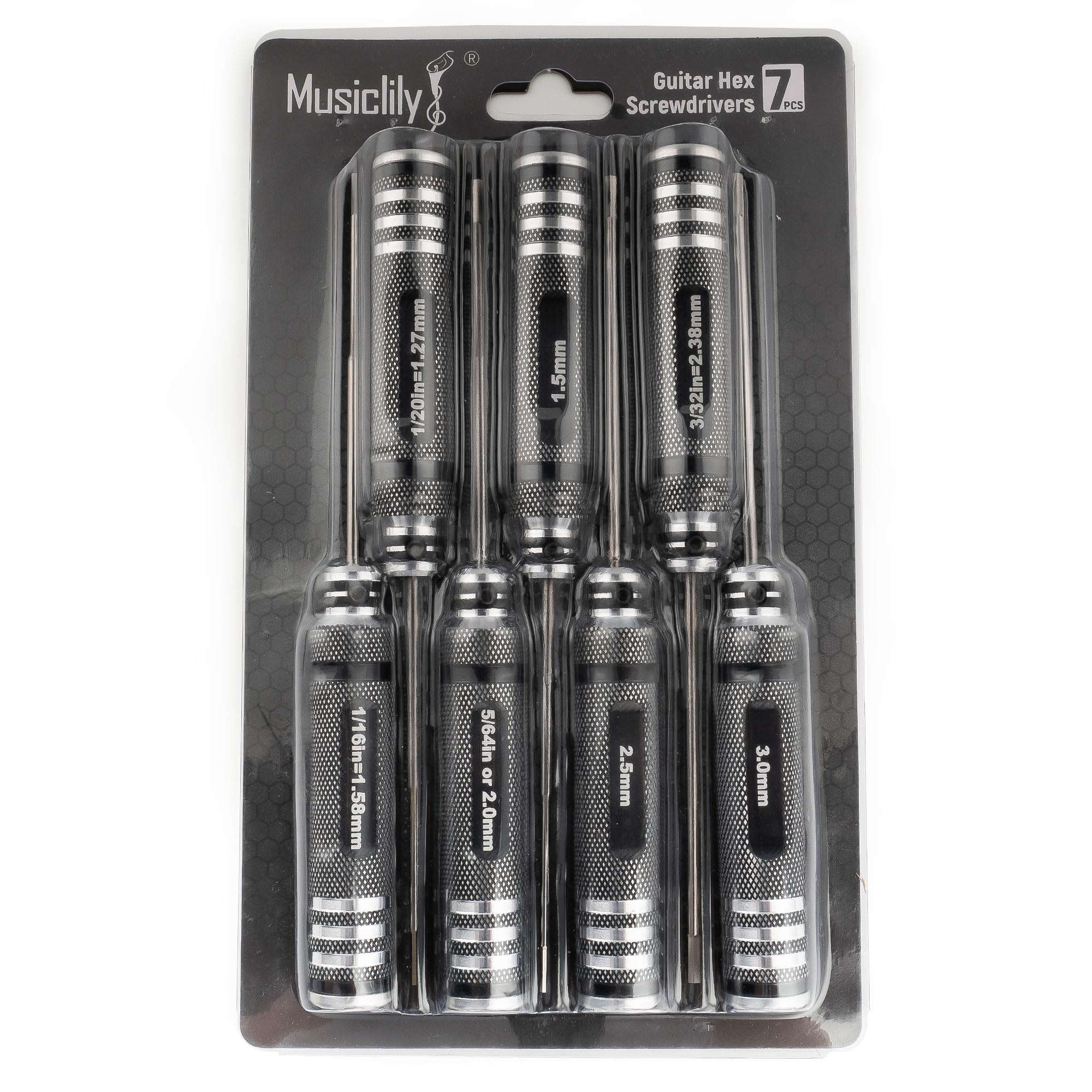 Musiclily Pro High Speed Steel 7Pcs Hex Screwdrivers Hex Keys Wrenches Set for Guitar Bass Bridge Saddles or Knobs Adjustment Full Set - Image 8