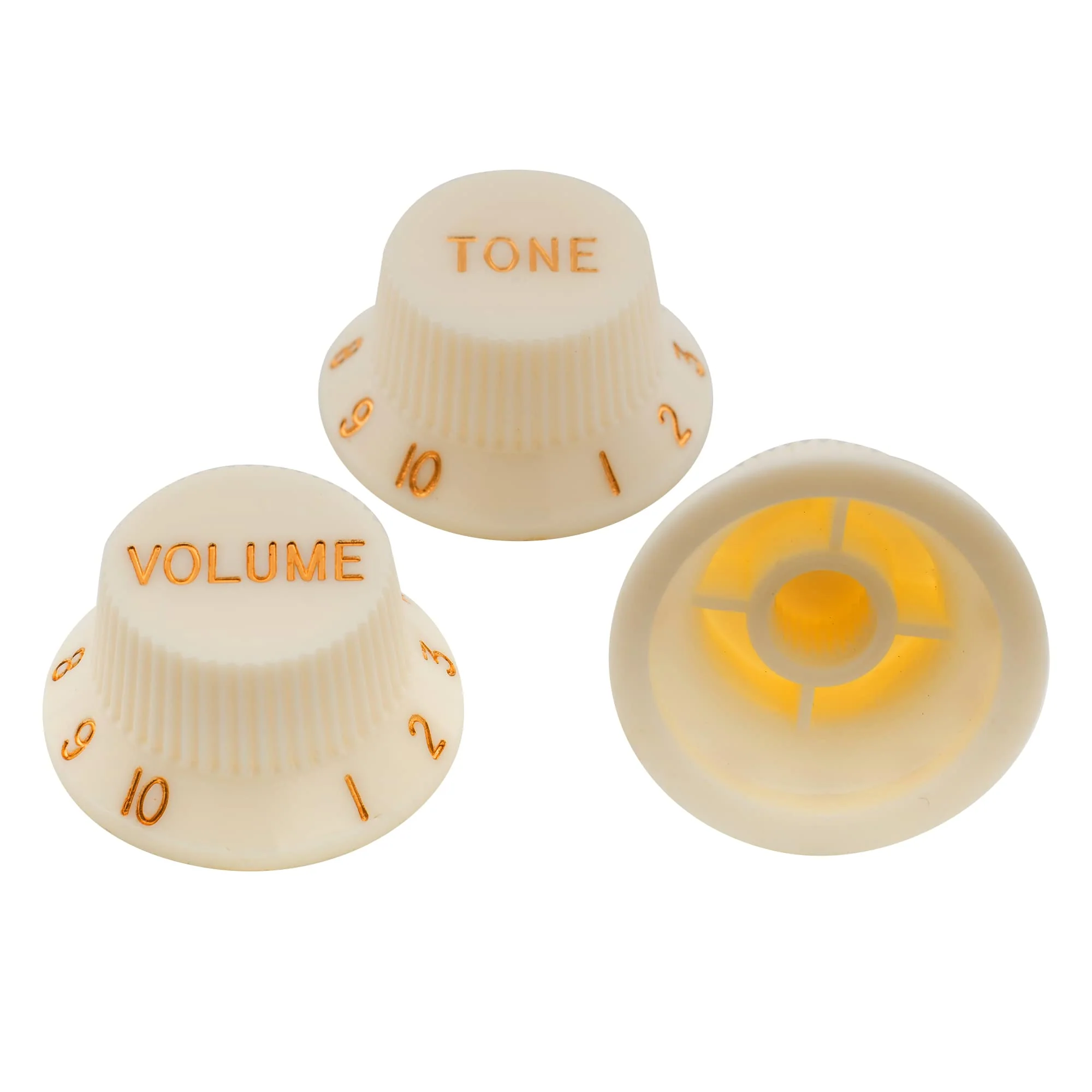 Musiclily Pro Imperial Inch Size Strat Knobs 1 Volume 2 Tone Set for USA Fender Stratocaster Electric Guitar, Aged White(Set of 3) - Image 4