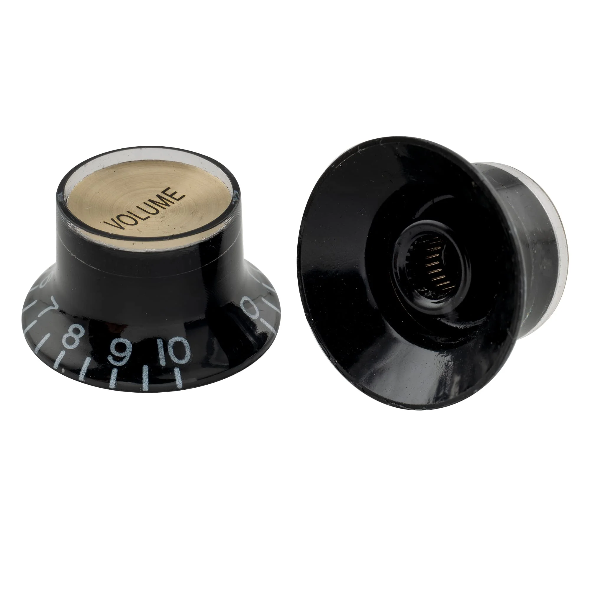 Musiclily Pro Imperial Inch Size Top Hat Bell Reflector 2 Volume 2 Tone Knobs Set for USA Les Paul SG Electric Guitar Black w/Gold - Image 5