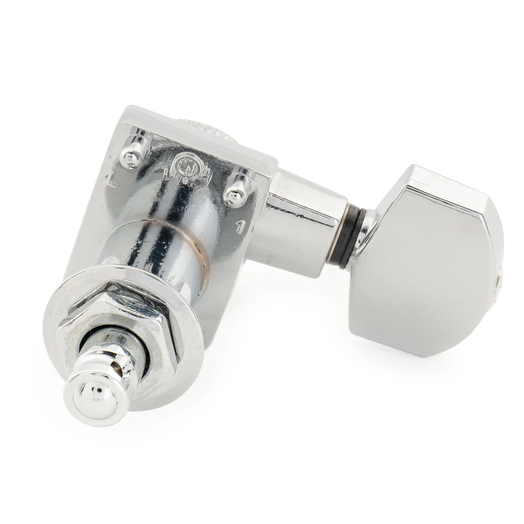 Musiclily Pro Left-Handed 6-in-line 18:1 Ratio 2-Pin Full Sealed Locking Machine Heads Tuners Tuning Pegs Keys with Hex Button for Fender Strat Tele Style Electric Guitar, Chrome 6L Chrome - Image 7