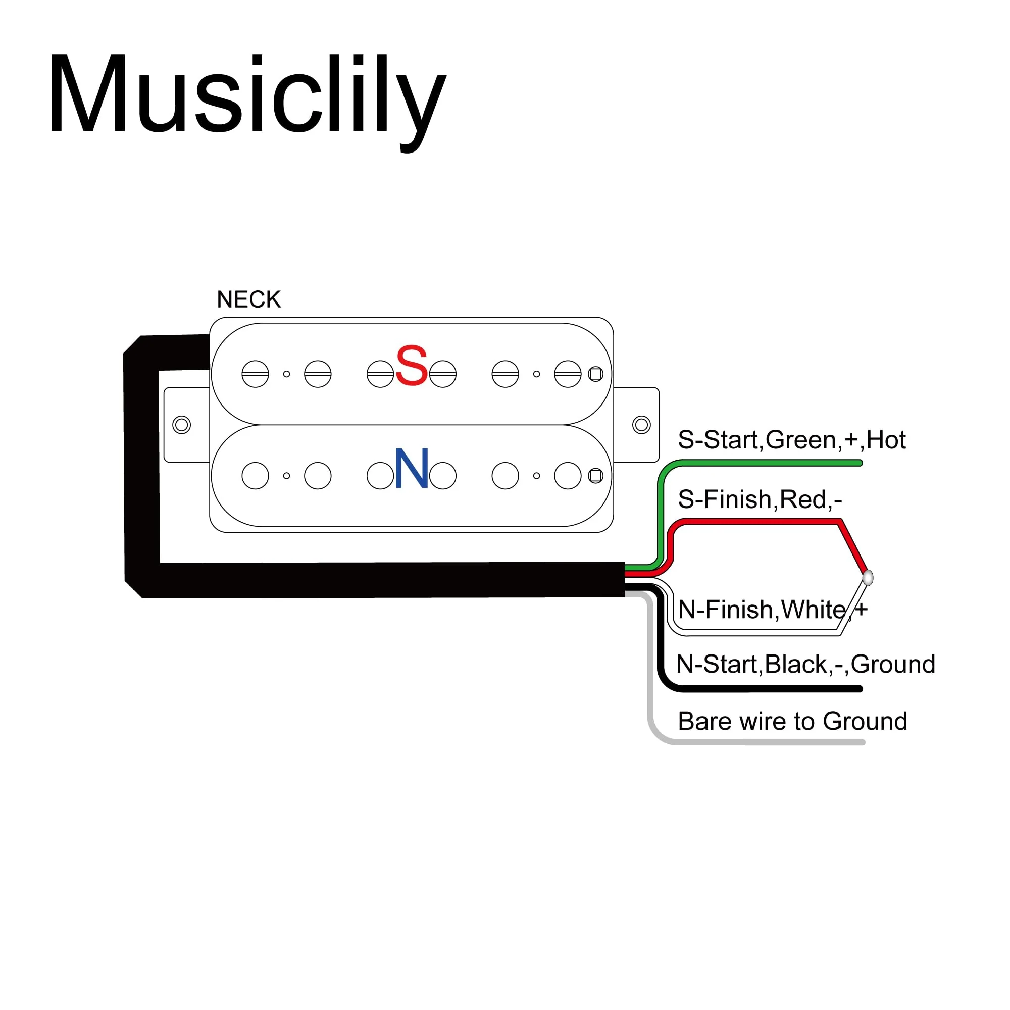 Musiclily Pro LP-OBLA Alnico 5 Uncovered Humbucker Neck Pickup for Electric Guitar, Black Black Neck - Image 3