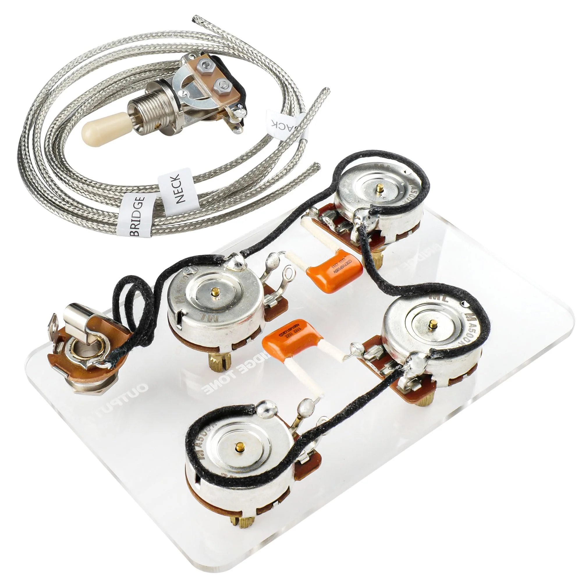 Musiclily Pro LP STD Modern 60s Pre-wired Wring Harness Kit Upgrade for Epiphone LP Style Electric Guitar, Nickel Switch Pre-wired Modern 60s - Image 4