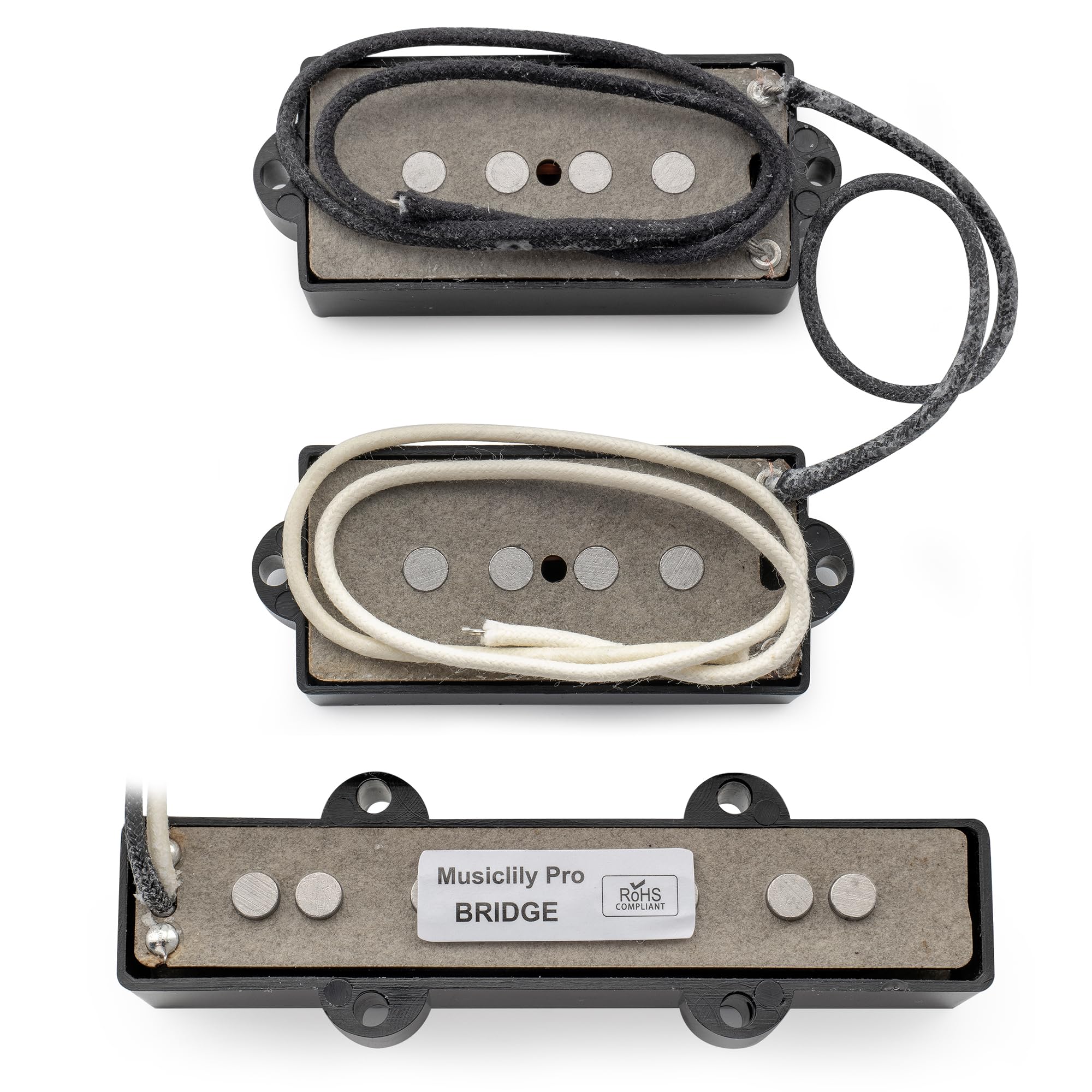 Musiclily Pro PJB-6070S Alnico 5 Single Coil Neck Bridge Pickups Set 10.5K/7.9K for PJ Bass, Black - Image 4