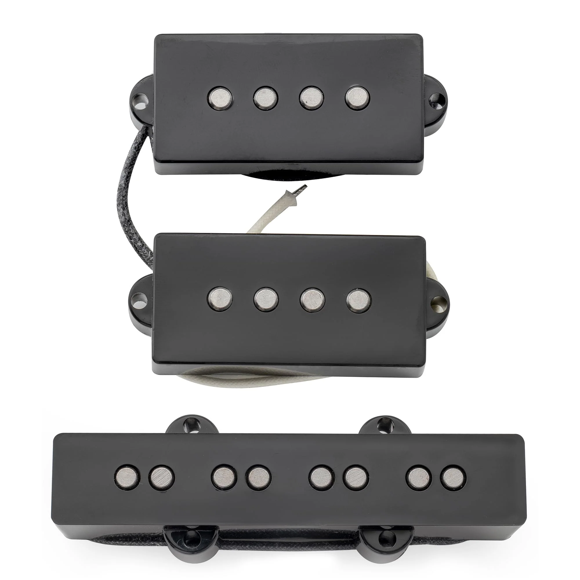 Musiclily Pro PJB-6070S Alnico 5 Single Coil Neck Bridge Pickups Set 10.5K/7.9K for PJ Bass, Black - Image 5