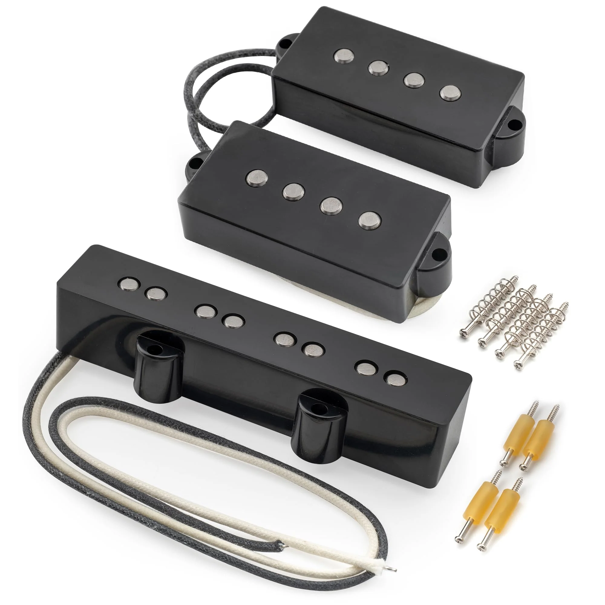 Musiclily Pro PJB-6070S Alnico 5 Single Coil Neck Bridge Pickups Set 10.5K/7.9K for PJ Bass, Black - Image 6