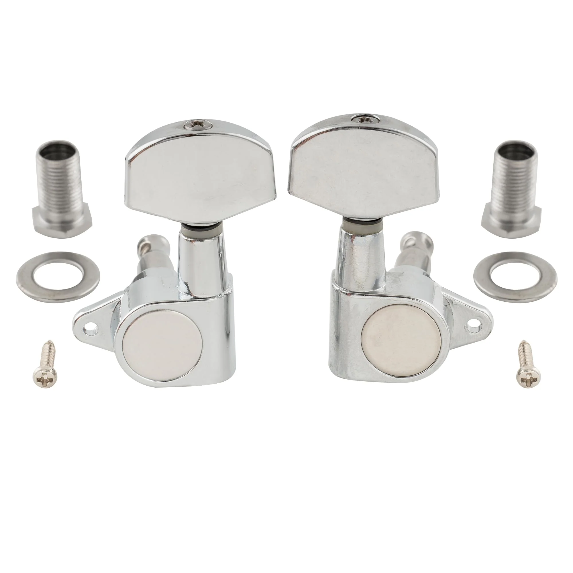 Musiclily Pro R15J 3R3L 15:1 Ratio Full Sealed Machine Heads Tuners Tuning Pegs Keys with Big Hex Button Right Angle Screw for Acoustic Electric Guitar, Chrome 3R3L Chrome - Image 4