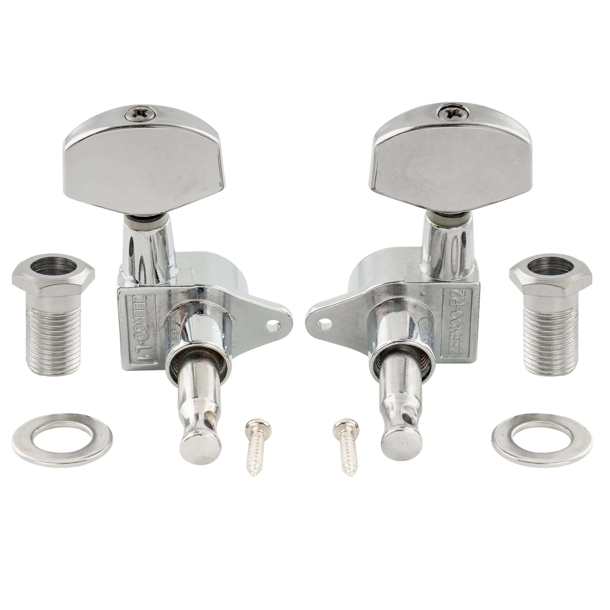 Musiclily Pro R15J 3R3L 15:1 Ratio Full Sealed Machine Heads Tuners Tuning Pegs Keys with Big Hex Button Right Angle Screw for Acoustic Electric Guitar, Chrome 3R3L Chrome - Image 5