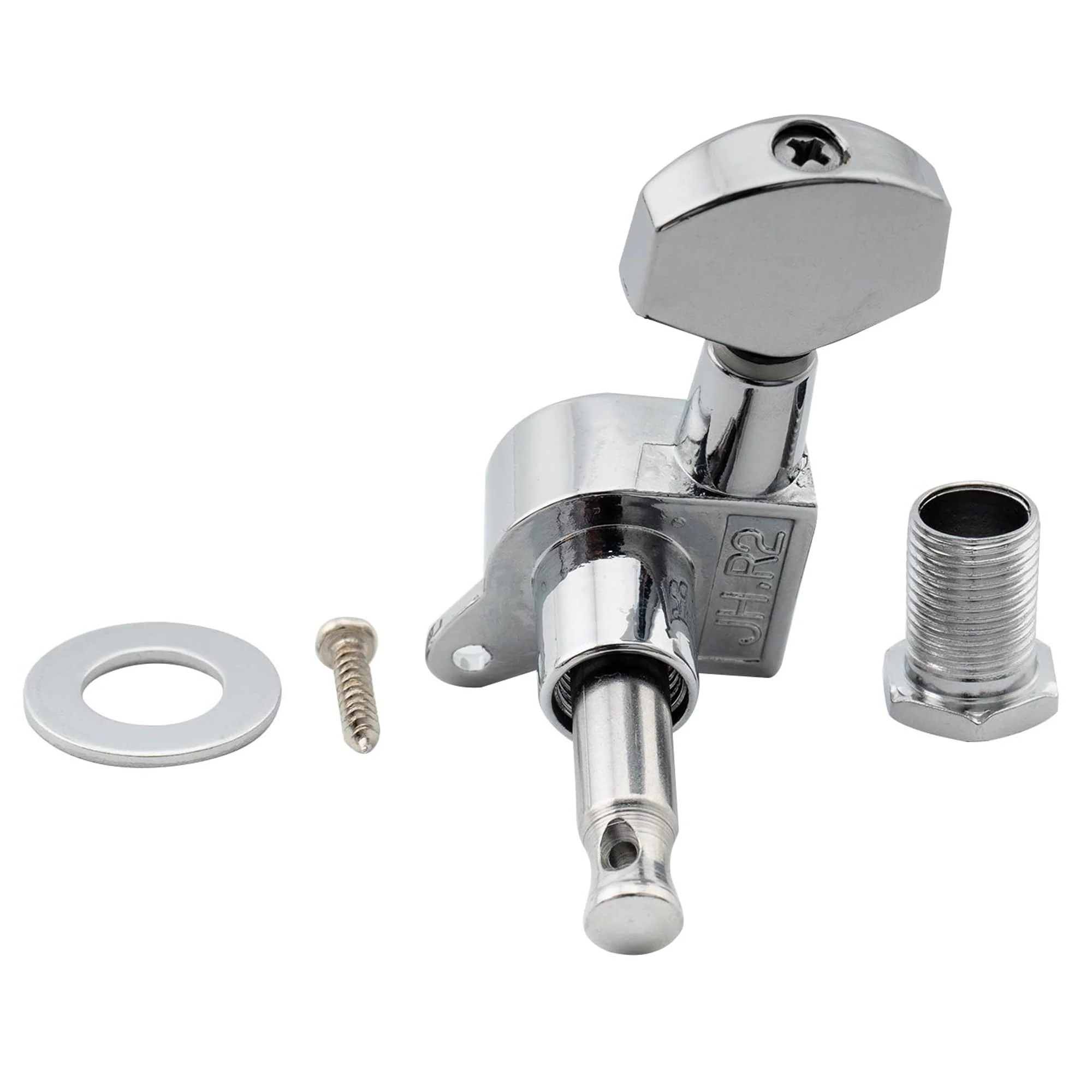 Musiclily Pro R15J 6 in Line Guitar Sealed Tuners Tuning Keys Pegs Machine Heads Set for Fender Strat Tele Style Guitar, Chrome 6R Chrome - Image 5