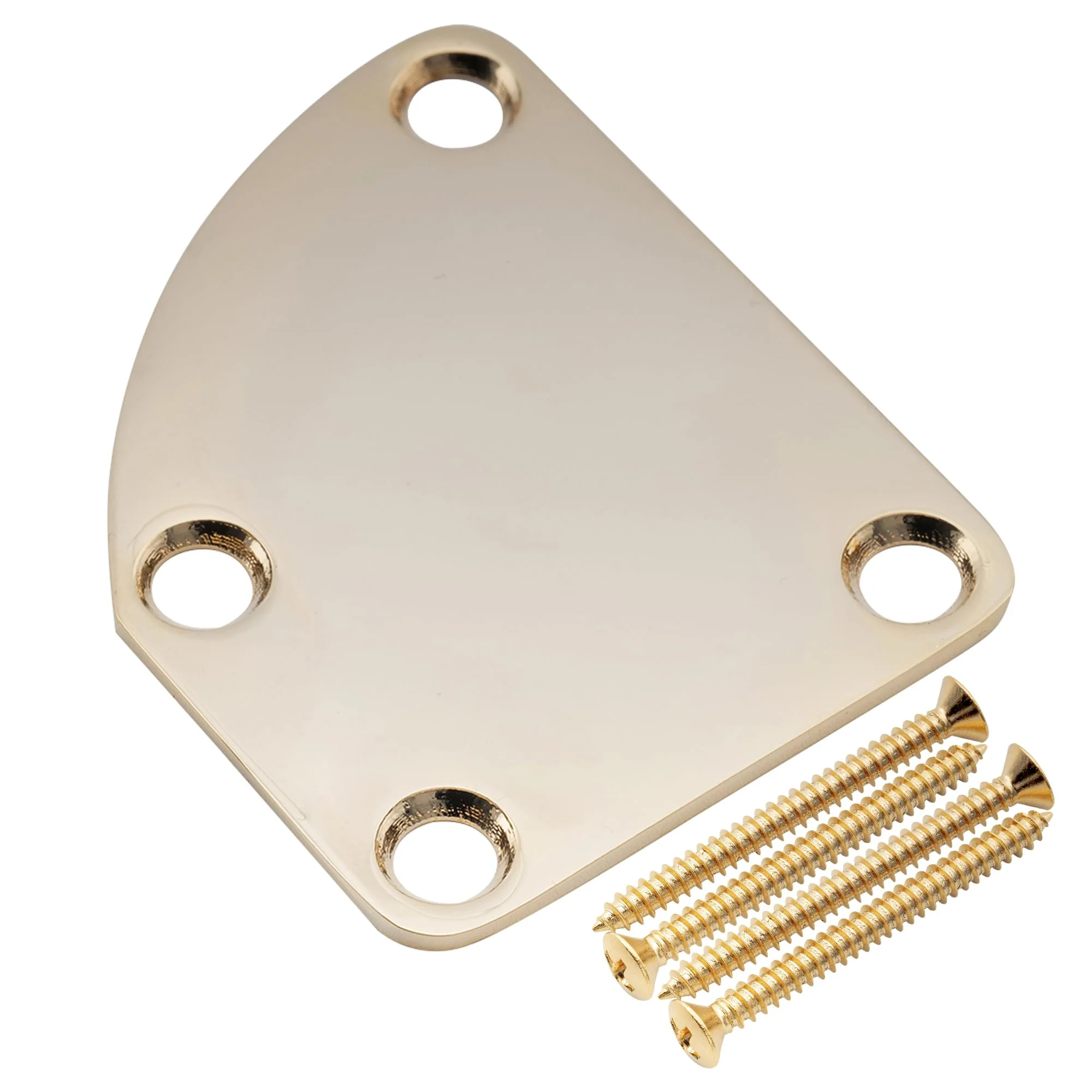 Musiclily Pro Steel Curved Guitar Neck Plate with Screws for Strat Tele Style Electric Guitar or Bass, Gold - Image 4