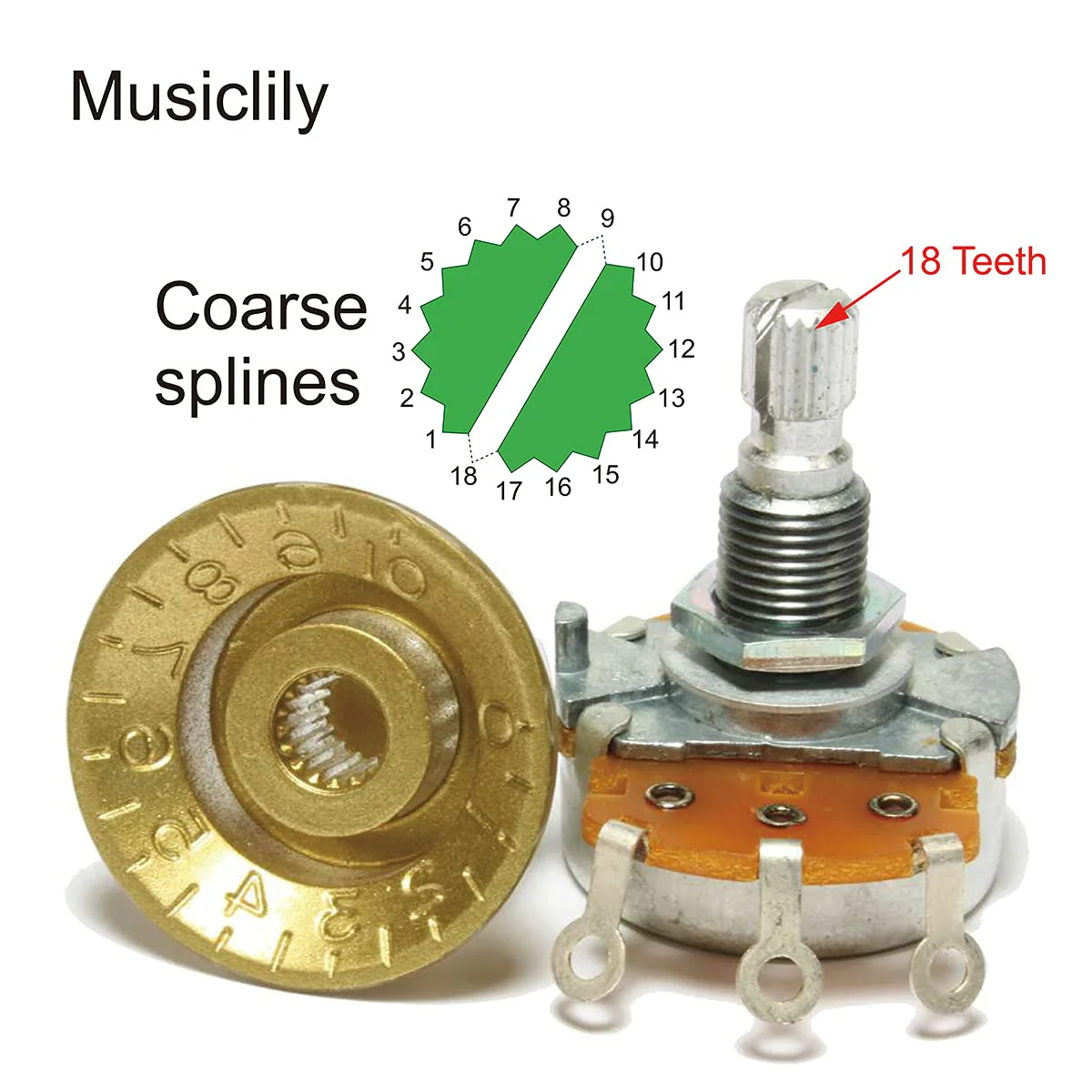 Musiclily Pro Traditional Metal Metric Size Abalone Top Dome Knobs for Fender Tele Telecaster Electric Guitar or Bass, Black (Set of 2) - Image 3