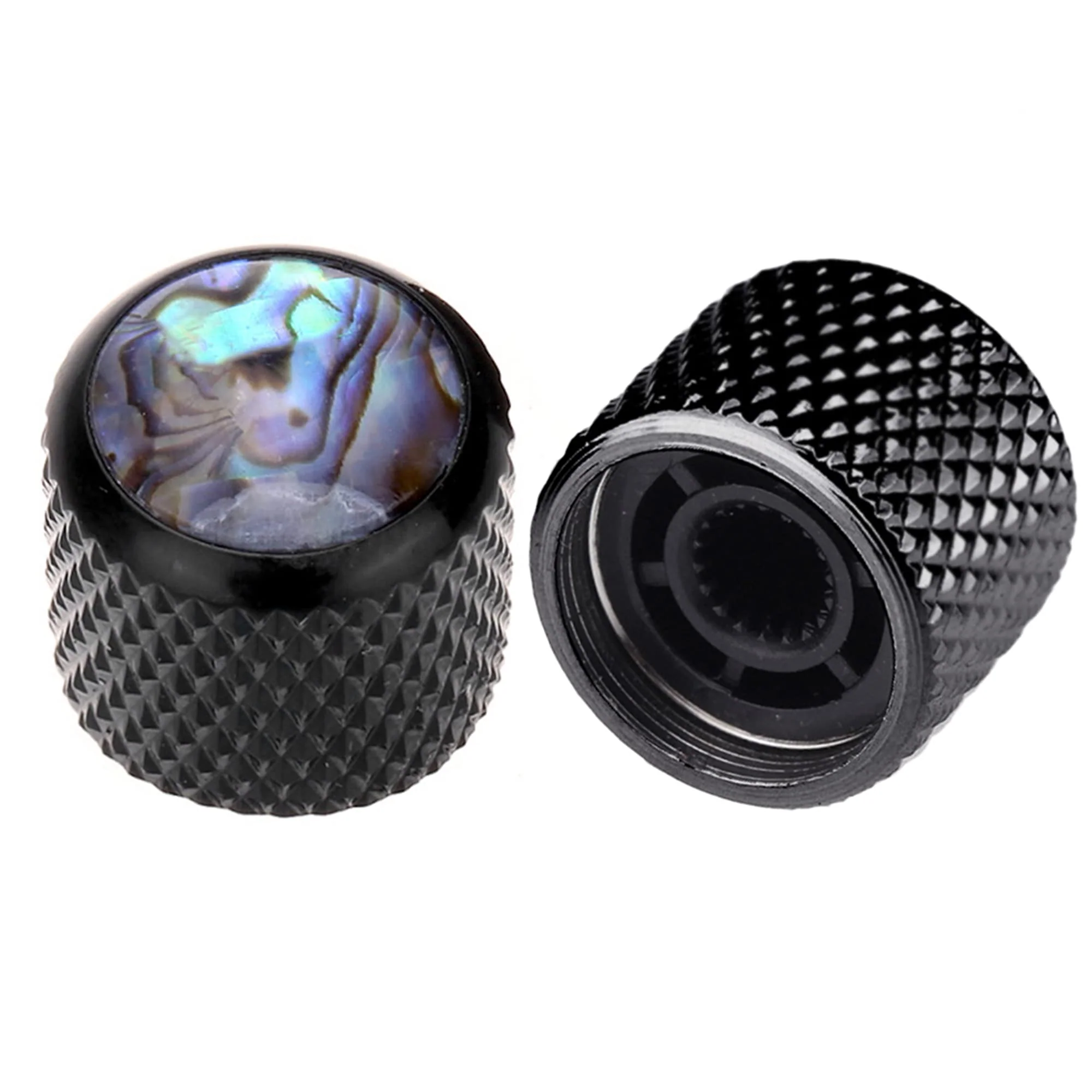 Musiclily Pro Traditional Metal Metric Size Abalone Top Dome Knobs for Fender Tele Telecaster Electric Guitar or Bass, Black (Set of 2) - Image 4