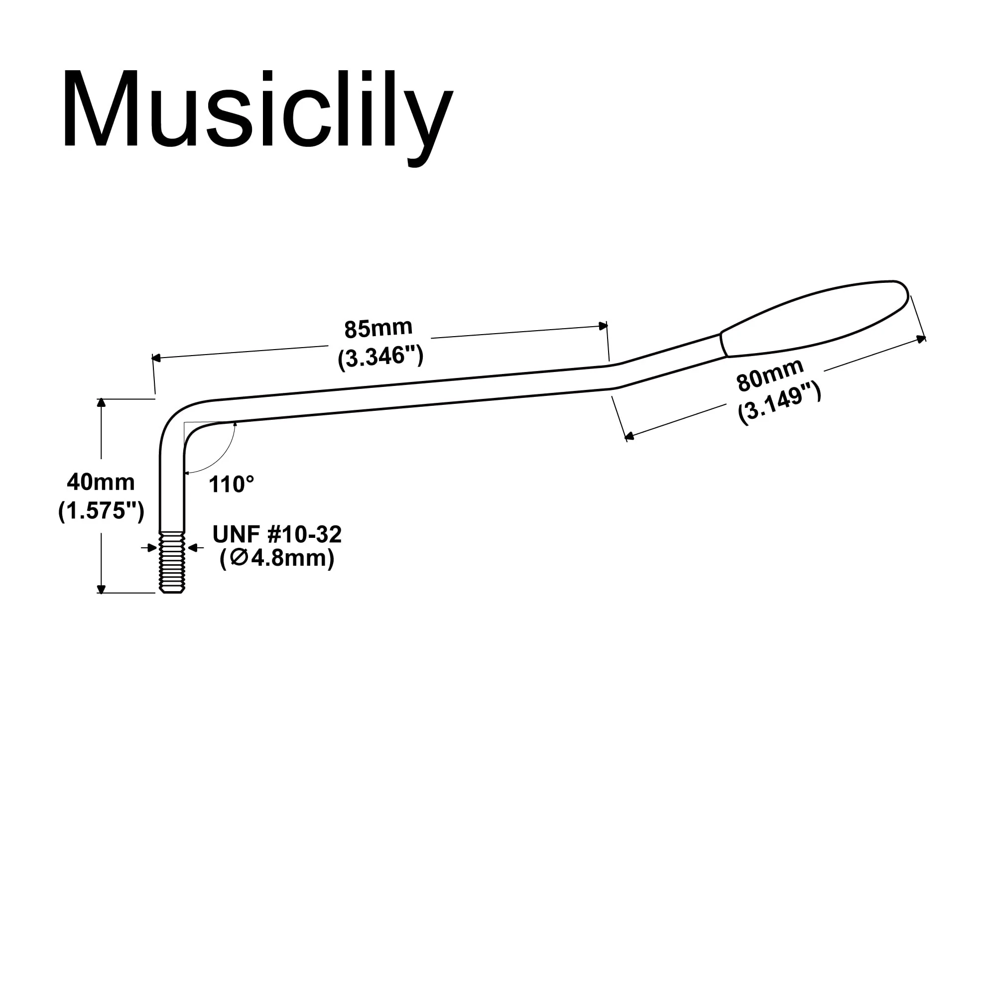 Musiclily Pro UNF #10/32 4.8mm Threaded Steel Tremolo Arm Whammy Bar Tremolo Bar for Fender American Squier Strat Style Electric Guitar Part, Chrome with White Tip - Image 2