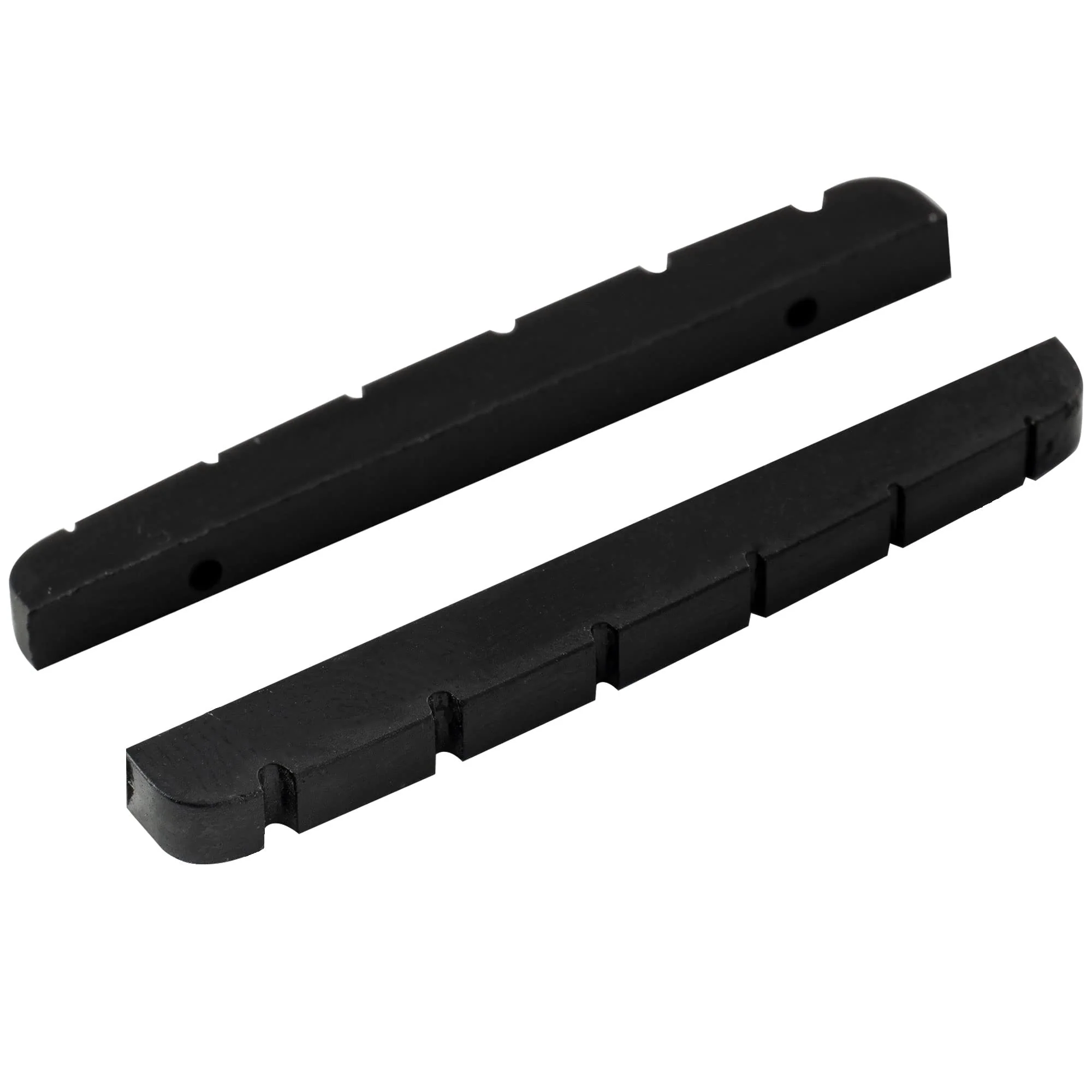 Musiclily Pro Urea Resin Plastic 43mm Slotted Strat Tele Electric Guitar Nuts Flat Bottom for 6-string Stratocaster/Telecaster Guitar, Black (Set of 2) - Image 5