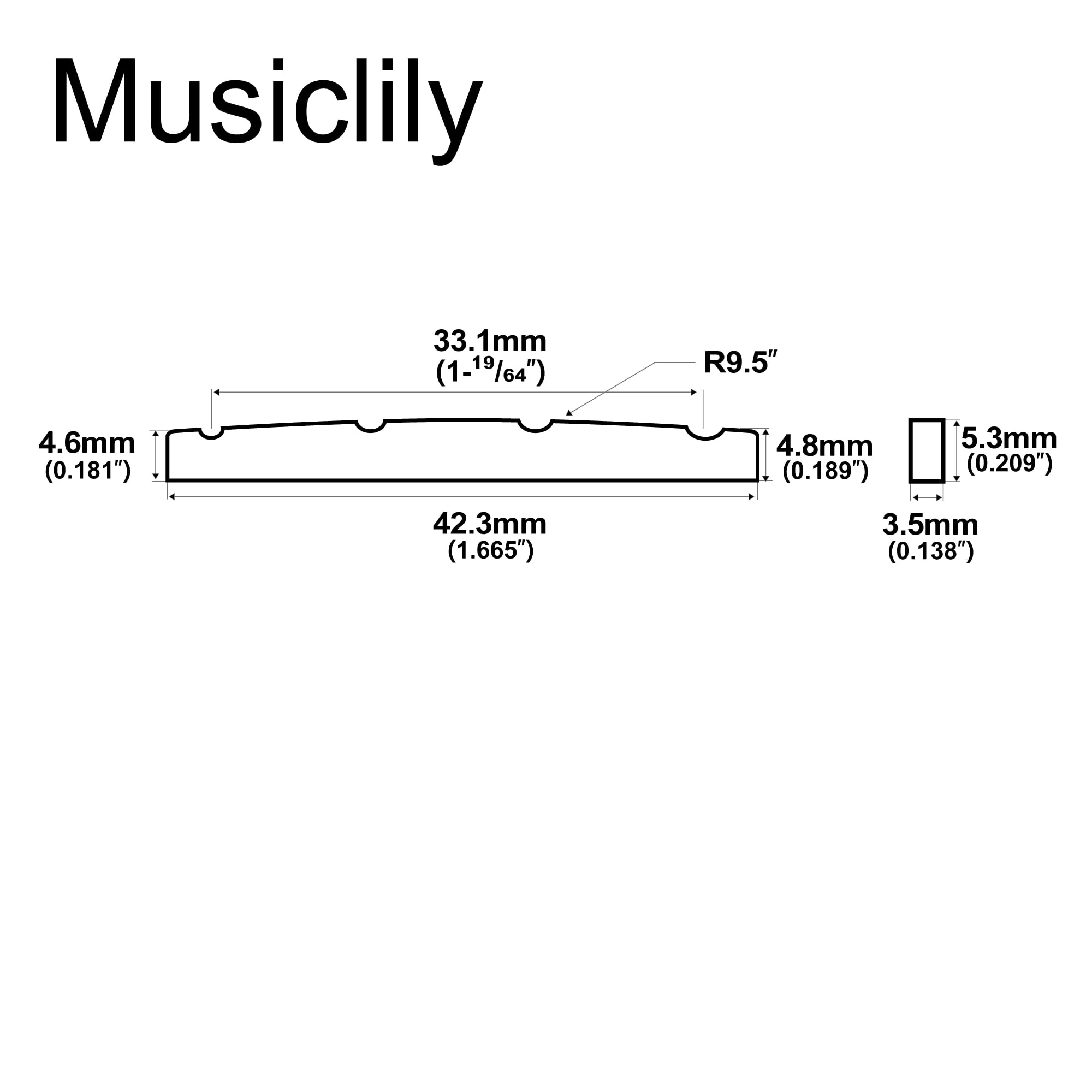Musiclily Pro Urea Resin Plastic Slotted 42.3mm Precision Bass Nuts Flat Bottom for 4-string P Bass, White (Set of 2) - Image 2