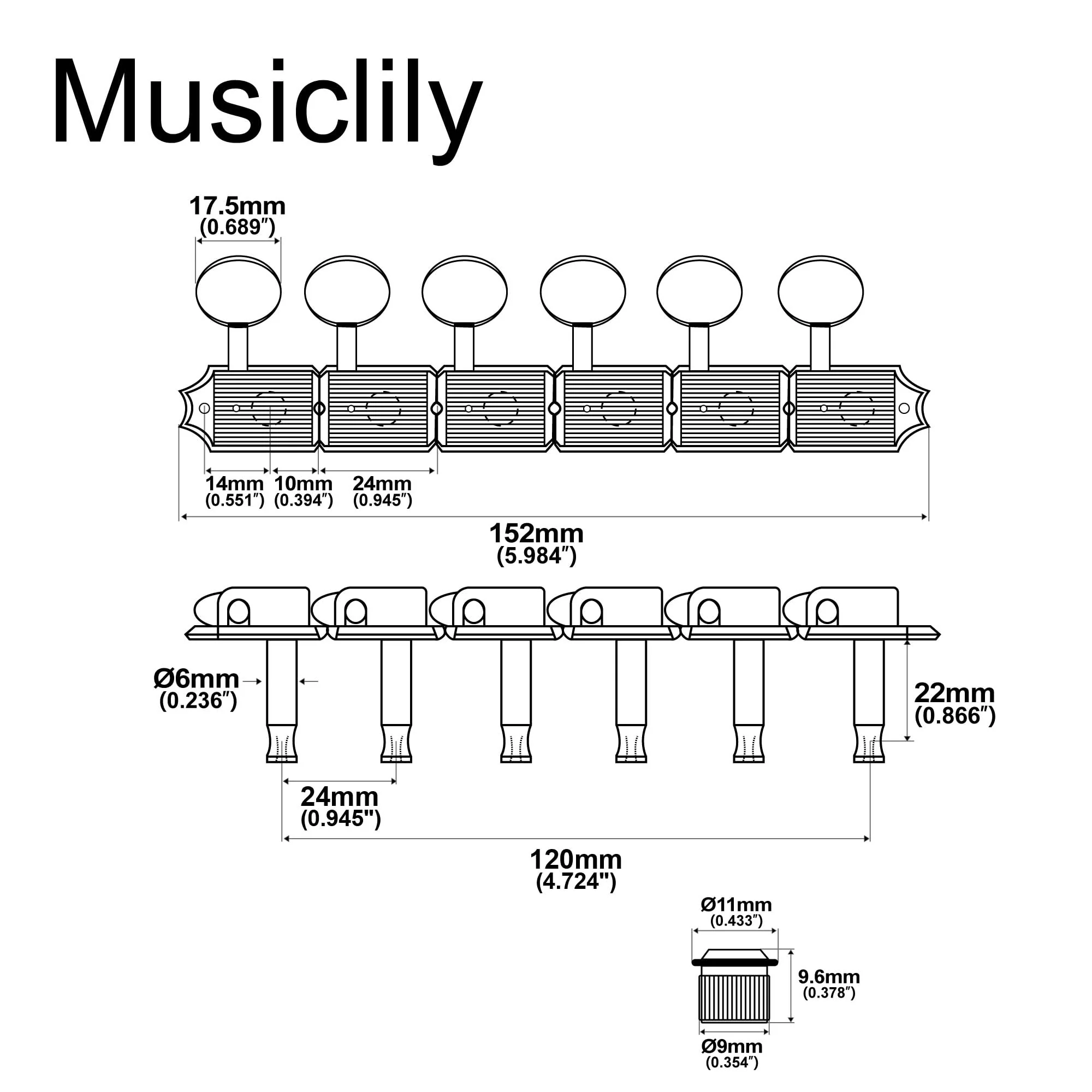 Musiclily Pro Vintage 6-in-Line Guitar Tuners Split Shaft Machine Heads Tuning Pegs Keys Set for Squier Classic Vibe Fender Strat/Tele Style, Nickel with Off White Button - Image 2