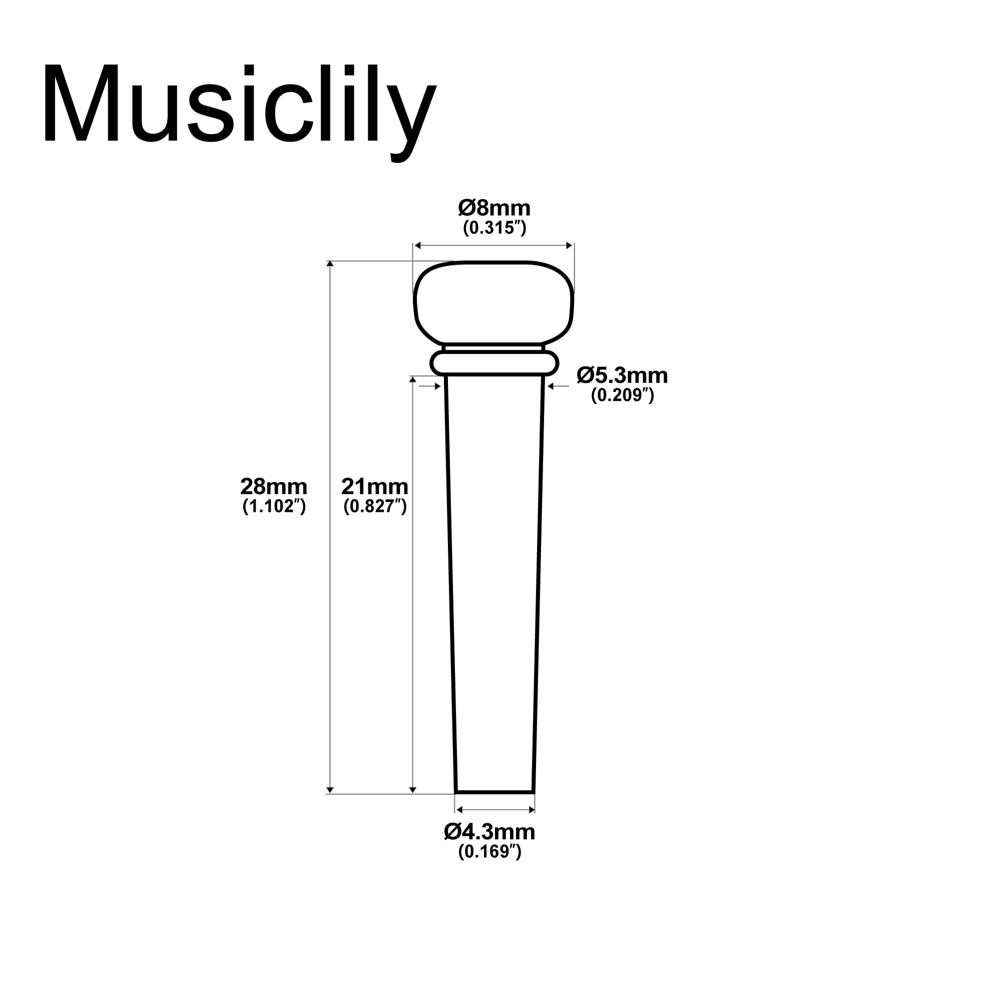 Musiclily SlottedGuitar Ebony Bridge Pins Endpins for Taylor Martin Acoustic Guitar Replacement, Black with White Pearl Shell Dot (Pack of 6) Black w/ White Dot Ebony - Image 2