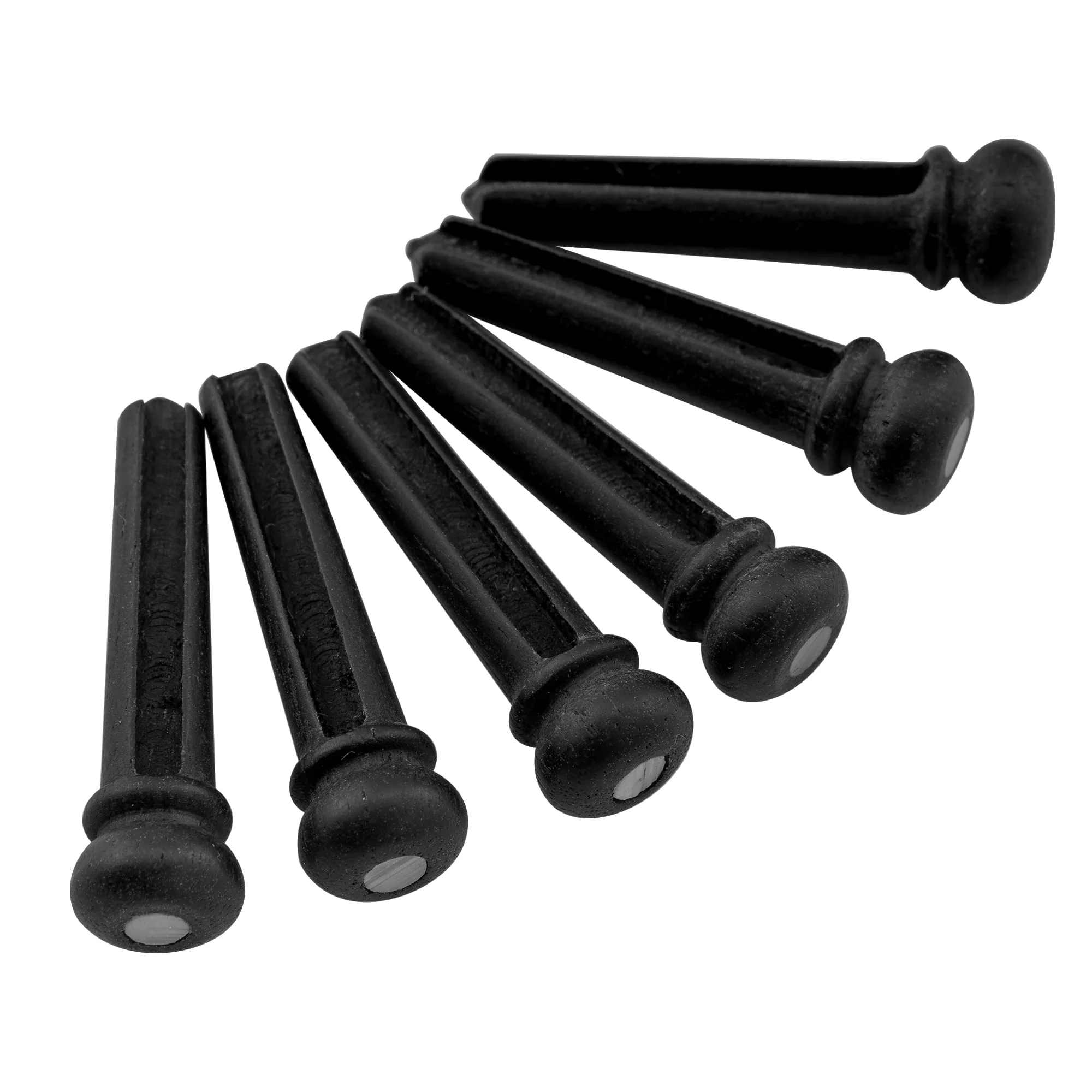 Musiclily SlottedGuitar Ebony Bridge Pins Endpins for Taylor Martin Acoustic Guitar Replacement, Black with White Pearl Shell Dot (Pack of 6) Black w/ White Dot Ebony - Image 5