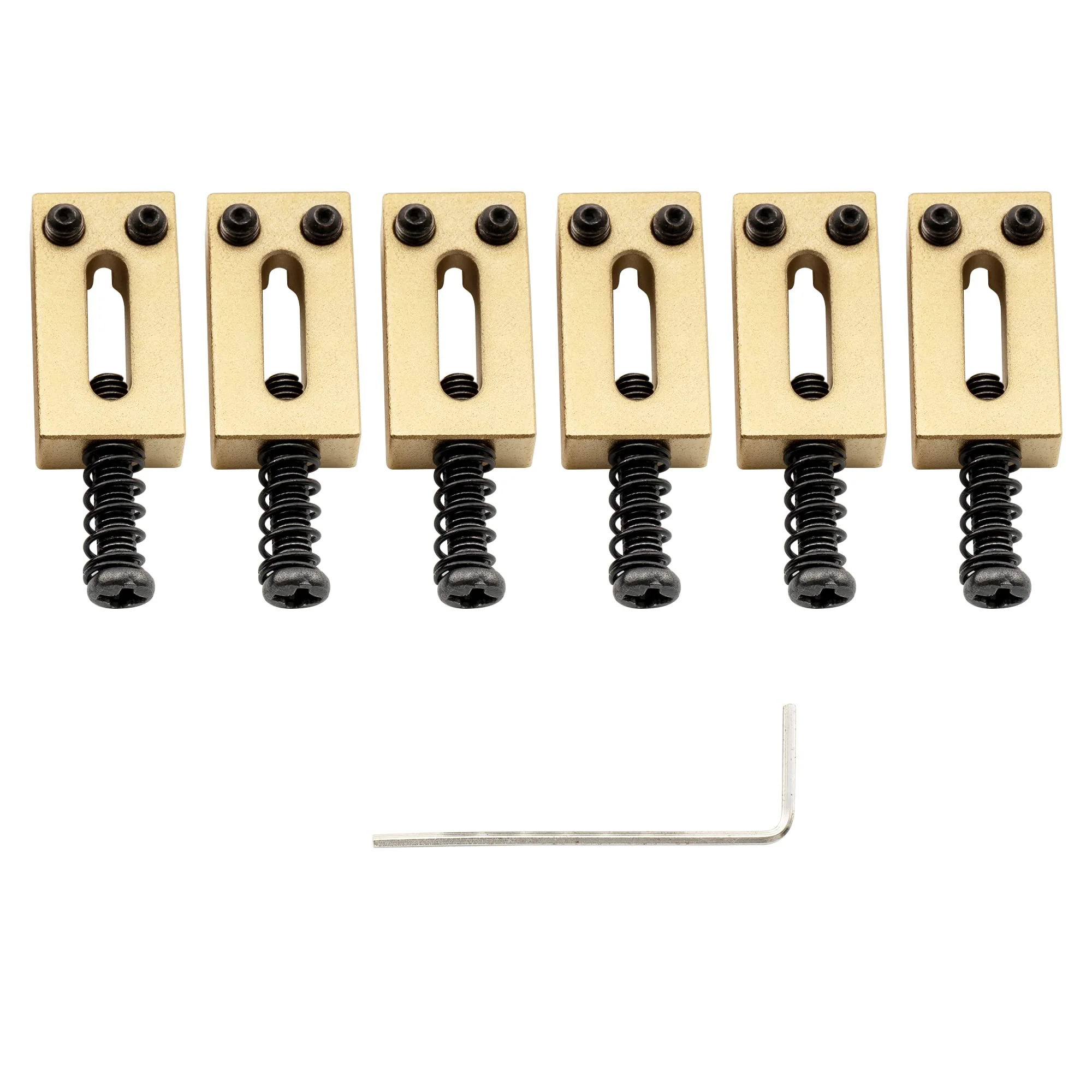 Musiclily Ultra 10.5mm Modern Brass Bridge Saddles for Strat/Tele Style Electric Guitar, Gold (Set of 6) - Image 3