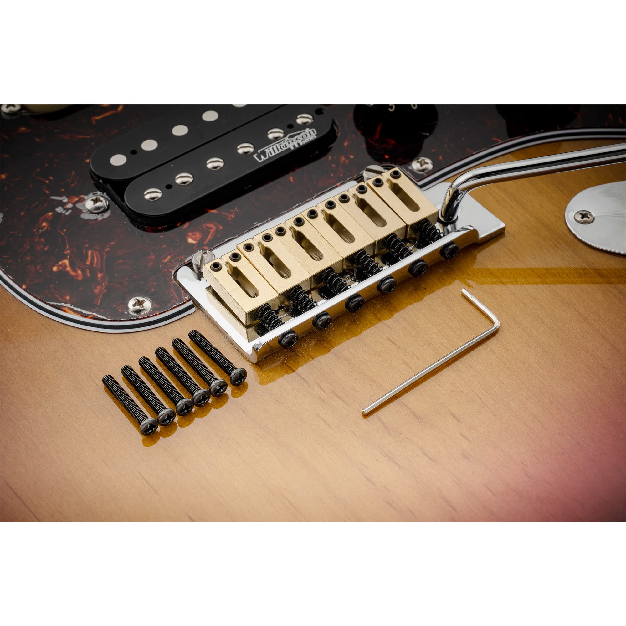 Musiclily Ultra 10.5mm Modern Brass Bridge Saddles for Strat/Tele Style Electric Guitar, Gold (Set of 6) - Image 7
