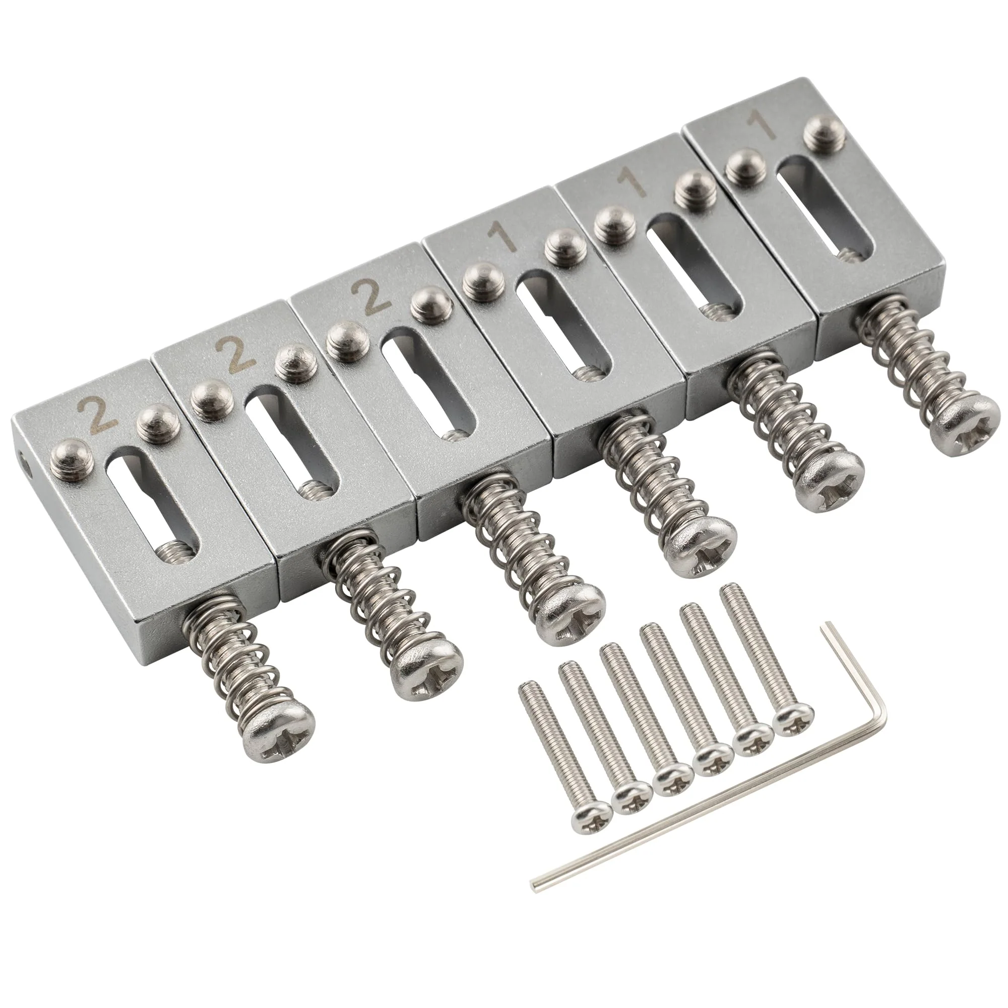 Musiclily Ultra 10.5mm Modern Brass Guitar Roller Bridge Saddles for Strat Tele ST/TL Style Electric Guitar, Chrome (Set of 6) - Image 3