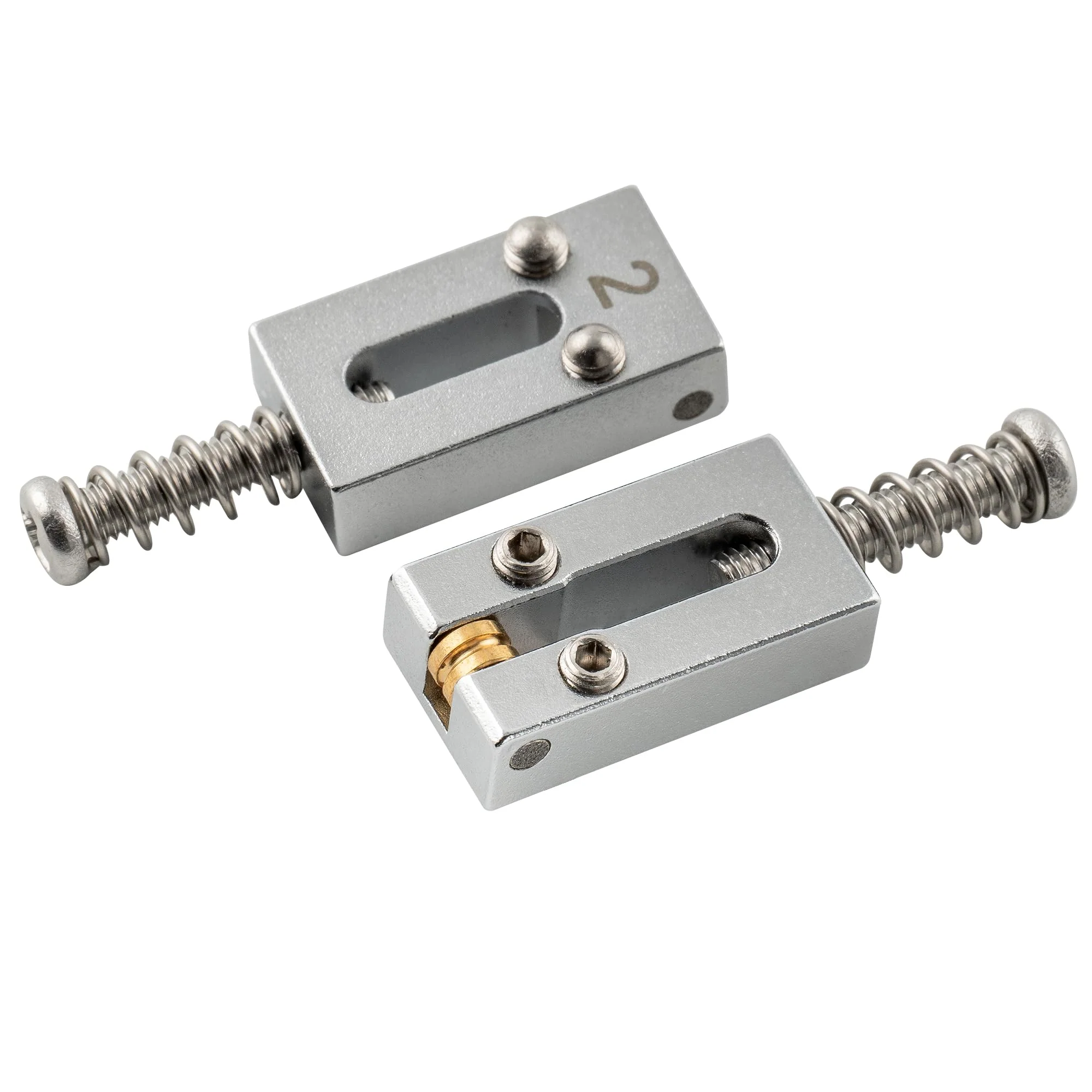 Musiclily Ultra 10.5mm Modern Brass Guitar Roller Bridge Saddles for Strat Tele ST/TL Style Electric Guitar, Chrome (Set of 6) - Image 4