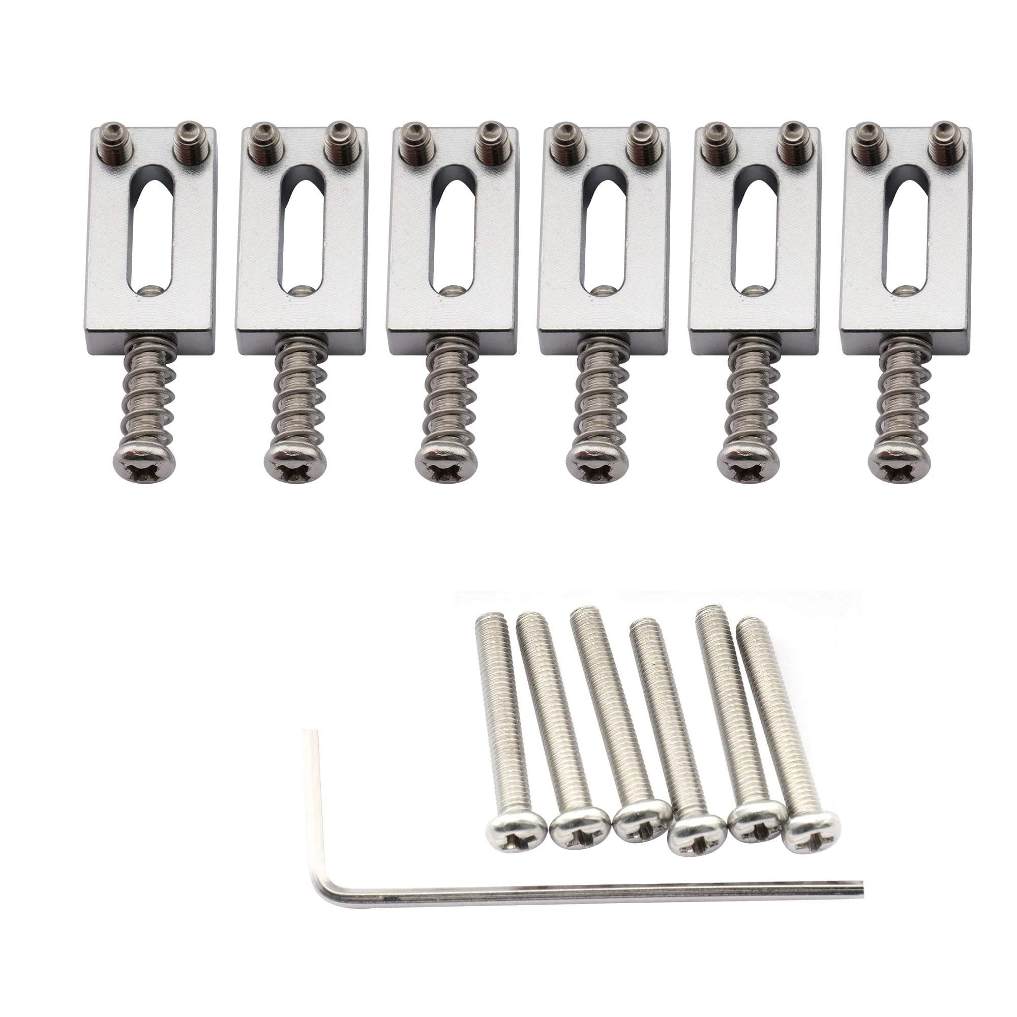 Musiclily Ultra 10.8mm Guitar Bridge Saddles Brass Tremolo Bridge Saddle for Fender Stratocaster Strat ST Telecaster Tele TL Style Electric Guitar Replacement, Chrom (Set of 6) Chrome - Image 3