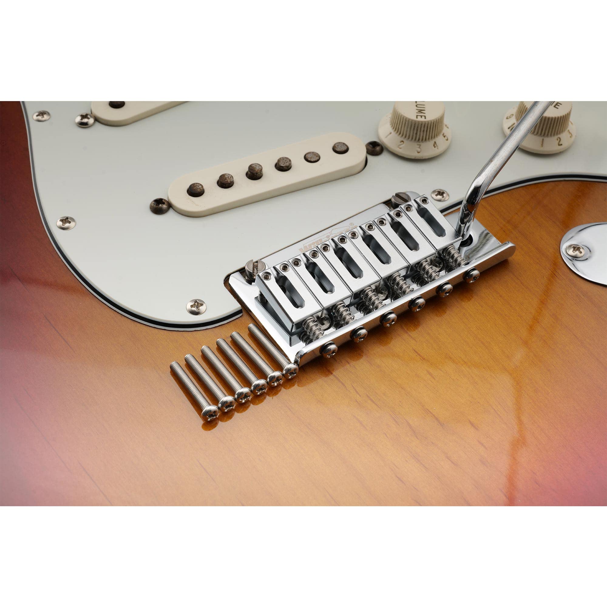 Musiclily Ultra 10.8mm Guitar Bridge Saddles Brass Tremolo Bridge Saddle for Fender Stratocaster Strat ST Telecaster Tele TL Style Electric Guitar Replacement, Chrom (Set of 6) Chrome - Image 6