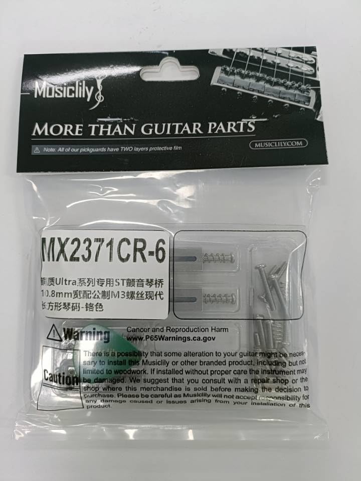 Musiclily Ultra 10.8mm Guitar Bridge Saddles Brass Tremolo Bridge Saddle for Fender Stratocaster Strat ST Telecaster Tele TL Style Electric Guitar Replacement, Chrom (Set of 6) Chrome - Image 7