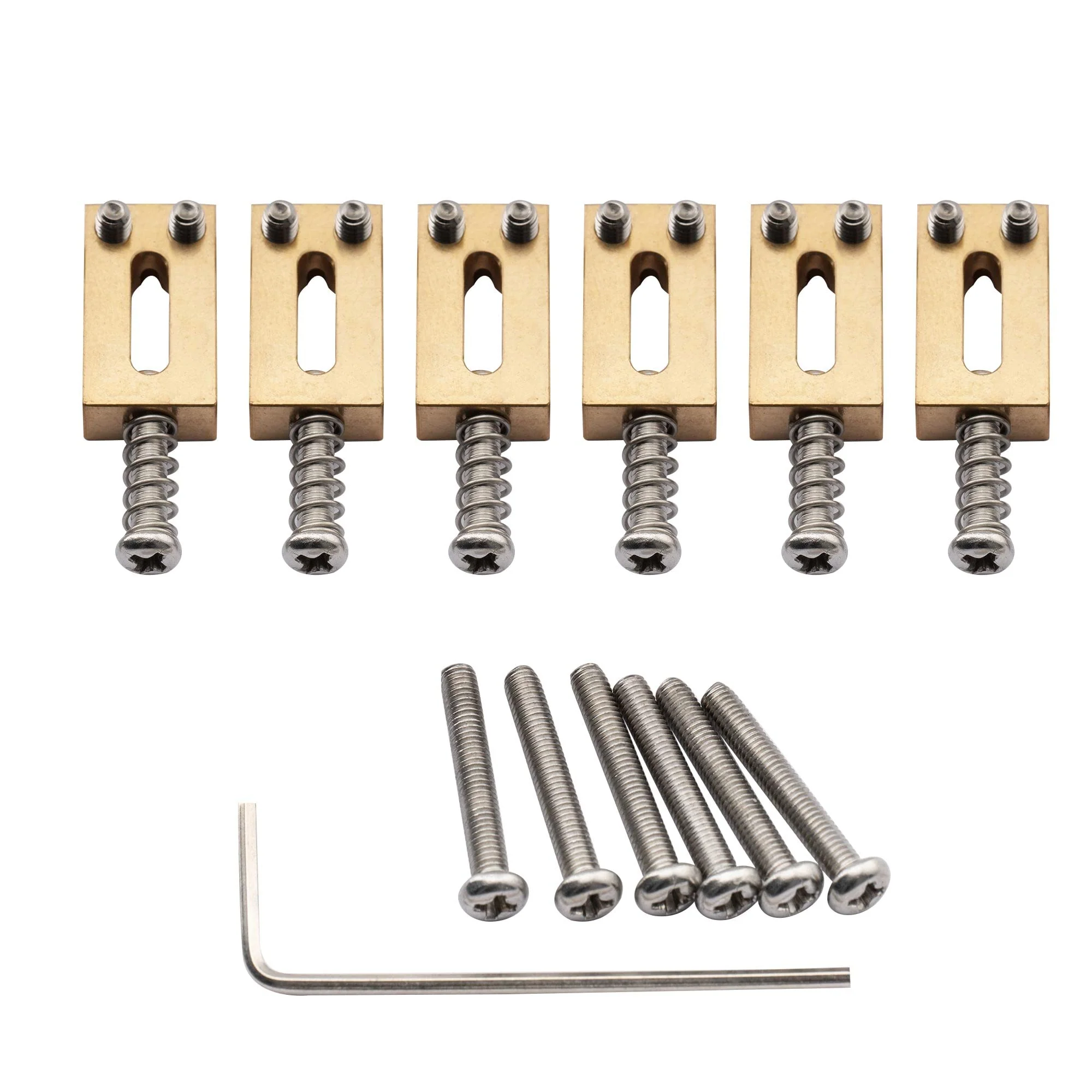 Musiclily Ultra 10.8mm Guitar Bridge Saddles Brass Tremolo Bridge Saddle for Stratocaster Strat ST Telecaster Tele TL Style Electric Guitar, Original Color (Set of 6) - Image 3