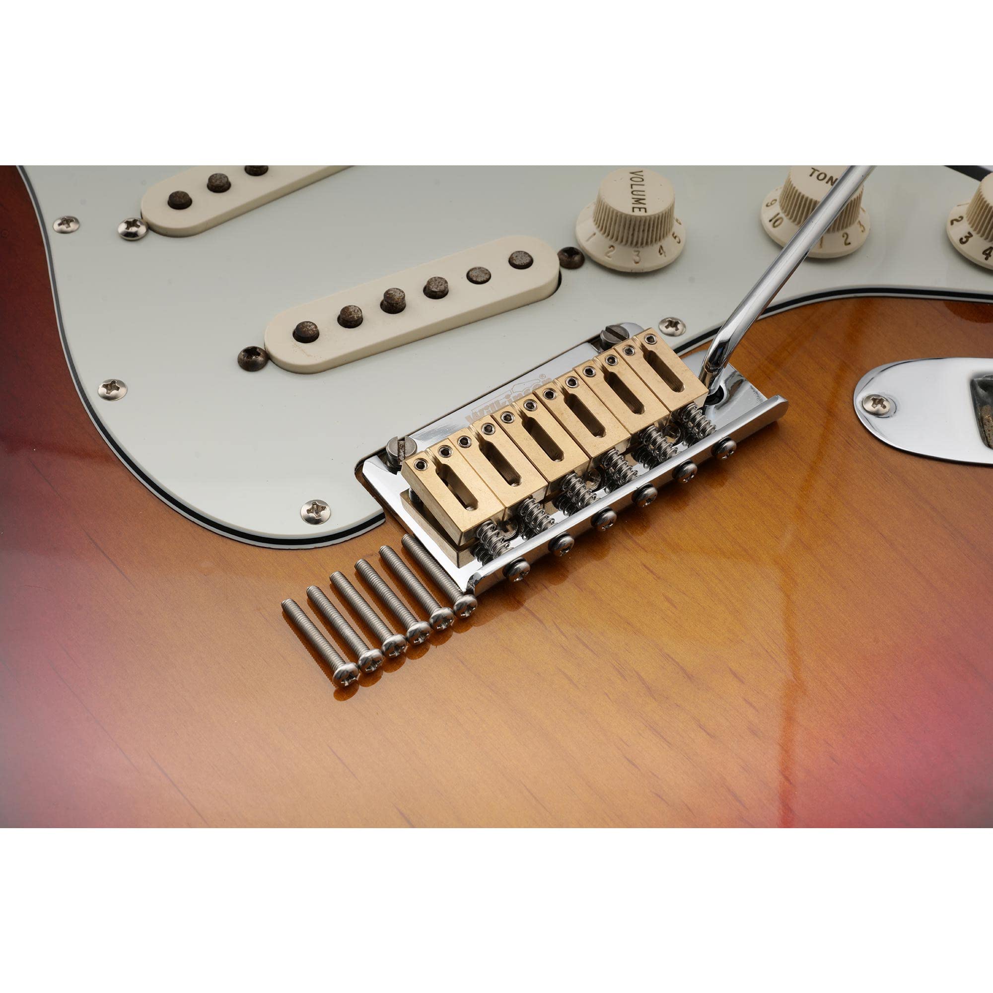 Musiclily Ultra 10.8mm Guitar Bridge Saddles Brass Tremolo Bridge Saddle for Stratocaster Strat ST Telecaster Tele TL Style Electric Guitar, Original Color (Set of 6) - Image 6