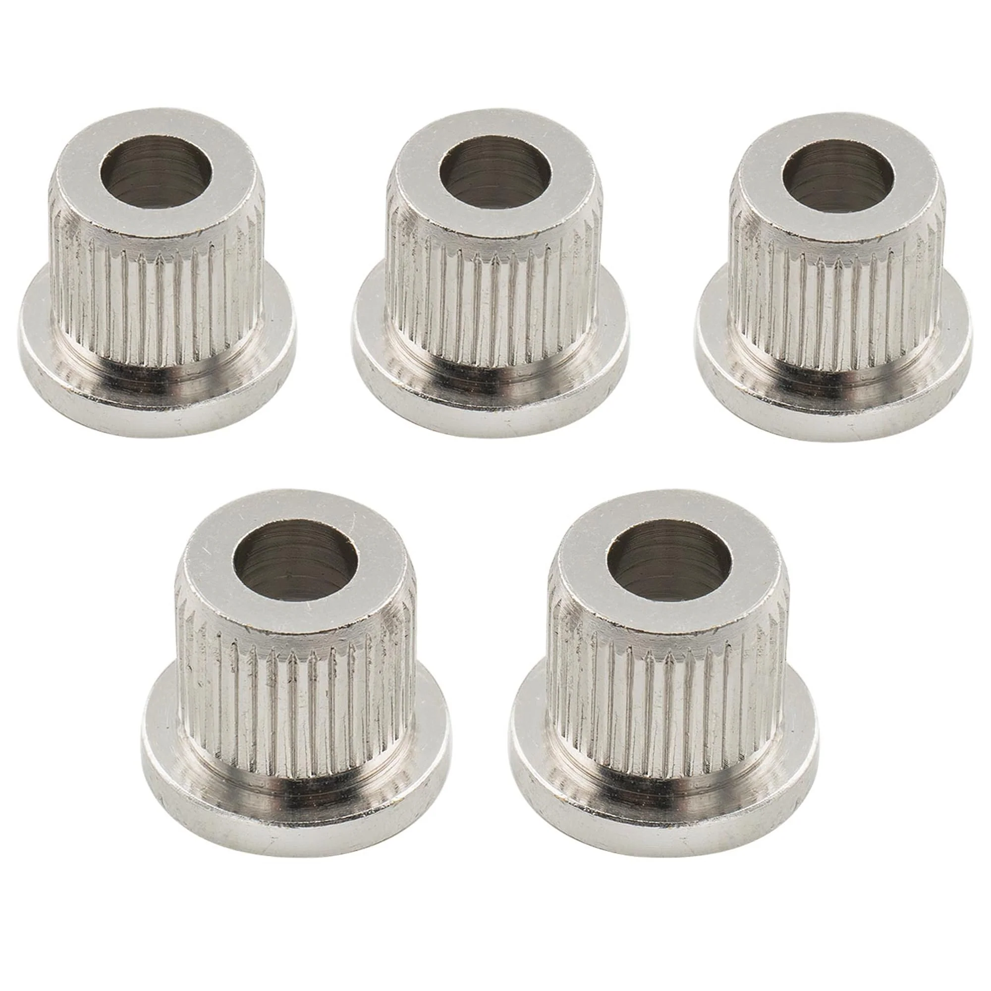 Musiclily Ultra 3/8" Full Solid Brass G-TLB-2 Bass String Ferrules String Through Body Rear Mount Bushings for 4/5 String Electric Bass, Chrome (Set of 5) - Image 3