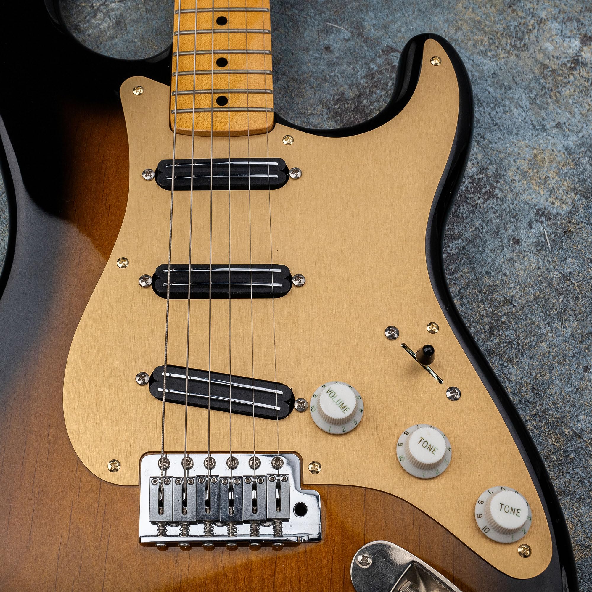 Musiclily Ultra 8 Holes Anodized Aluminum Strat SSS Pickguard ST Pick Guard Scratch Plate for China Made Squier Classic Vibe SQ CV 50s Reissue Vintage Strat Style Electric Guitar, Gold - Image 5