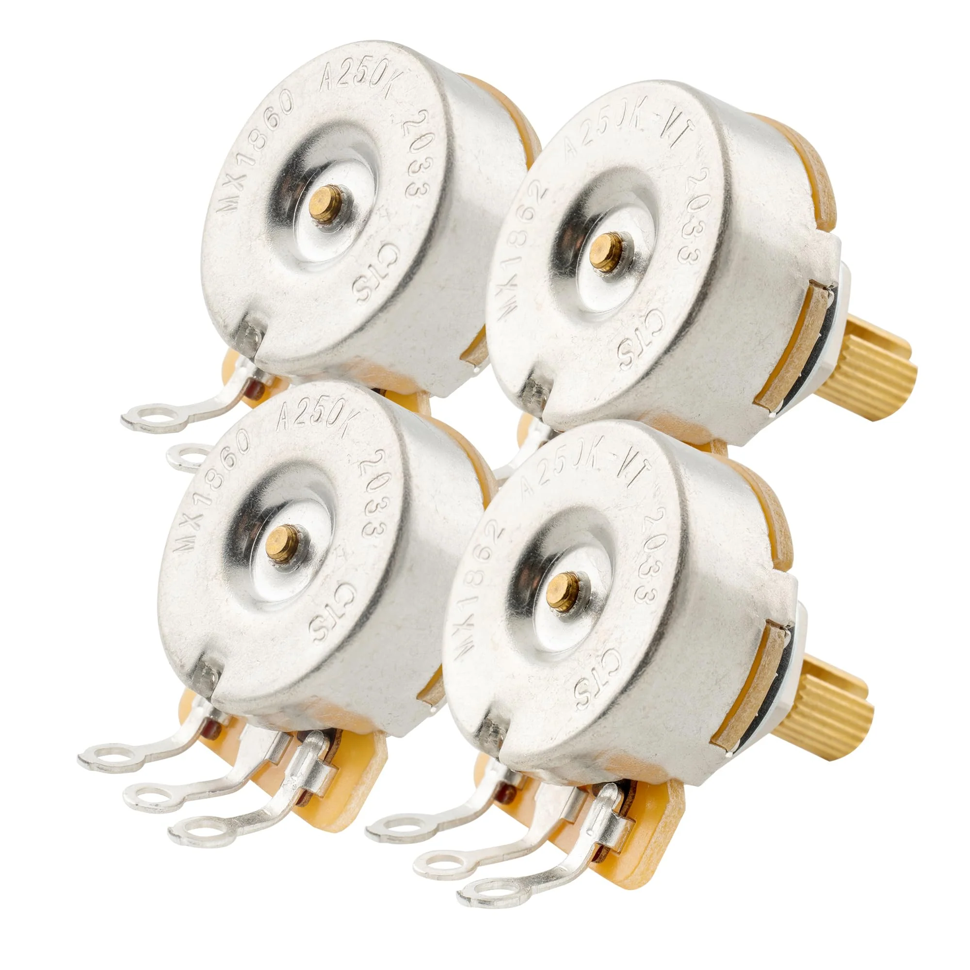 Musiclily Ultra CTS A250K Short Split Shaft Guitar Potentiometers Audio Taper/Vintage Audio Taper Pots 10% Tolerance for Electric Guitar and Bass (Set of 4) - Image 3