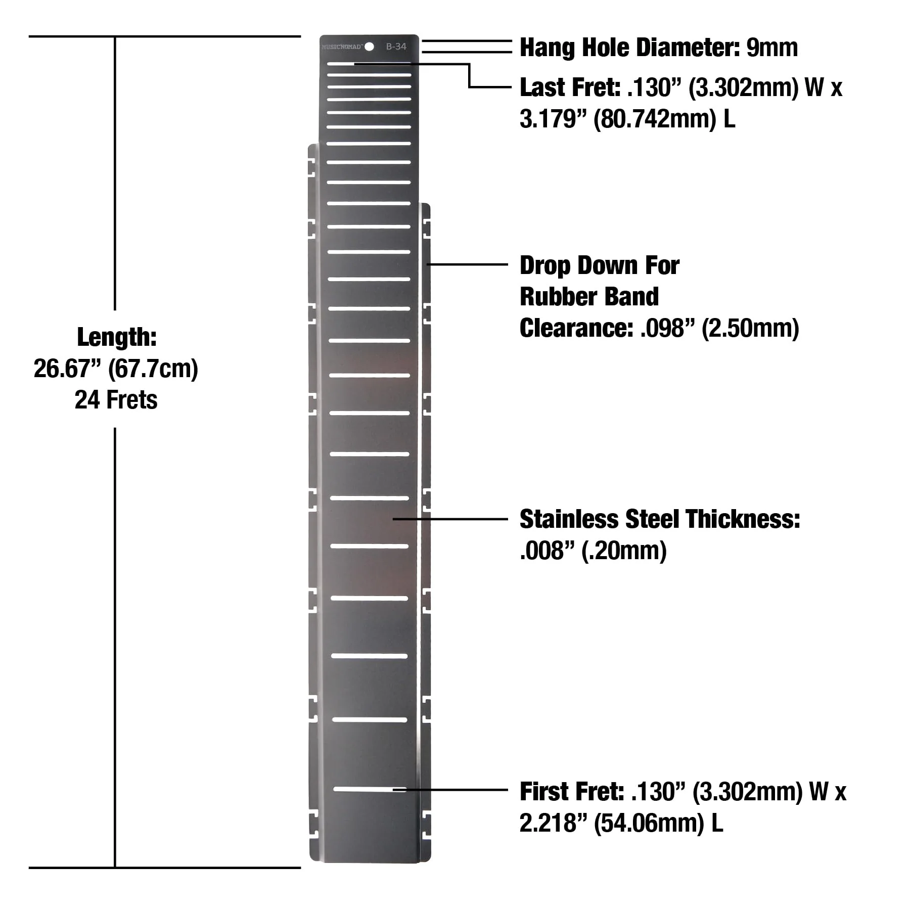 MusicNomad Fret Shield™ - Total Fretboard Protector Guard Tool for Fret Polishing on 4 and 5 String Bass Guitars with 34” Fret Scale (MN805) - Image 2