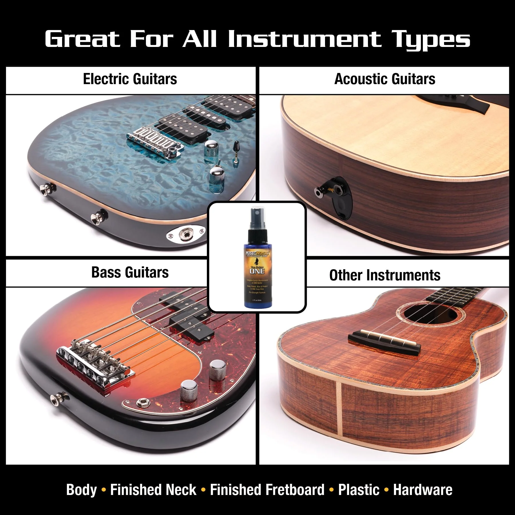 MusicNomad Guitar Cleaner, Fretboard Conditioner Oil, Fret Polish and Microfiber Cloth - 4 pc. Guitar Care Kit - Image 3