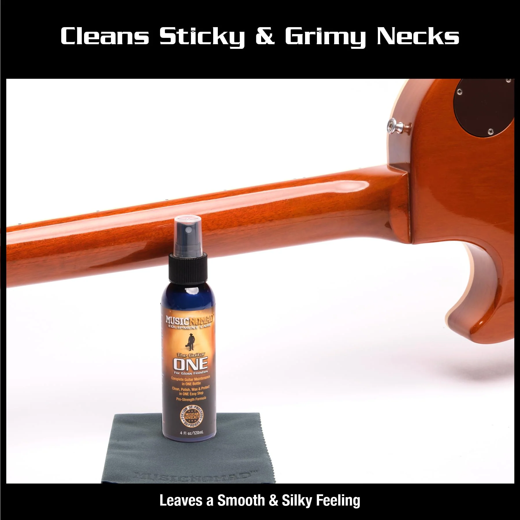MusicNomad Guitar ONE All-in-1 Cleaner, Polish, and Wax and Microfiber Polishing Cloth Cleaning Kit (MN297) - Image 6