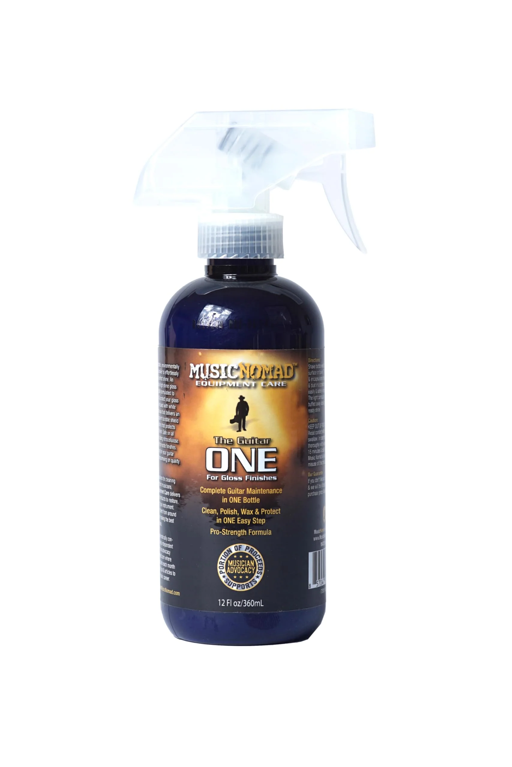 MusicNomad MN150 Guitar ONE All-in-1 Cleaner, Polish, and Wax, 12 oz. 12 Fl Oz (Pack of 1)